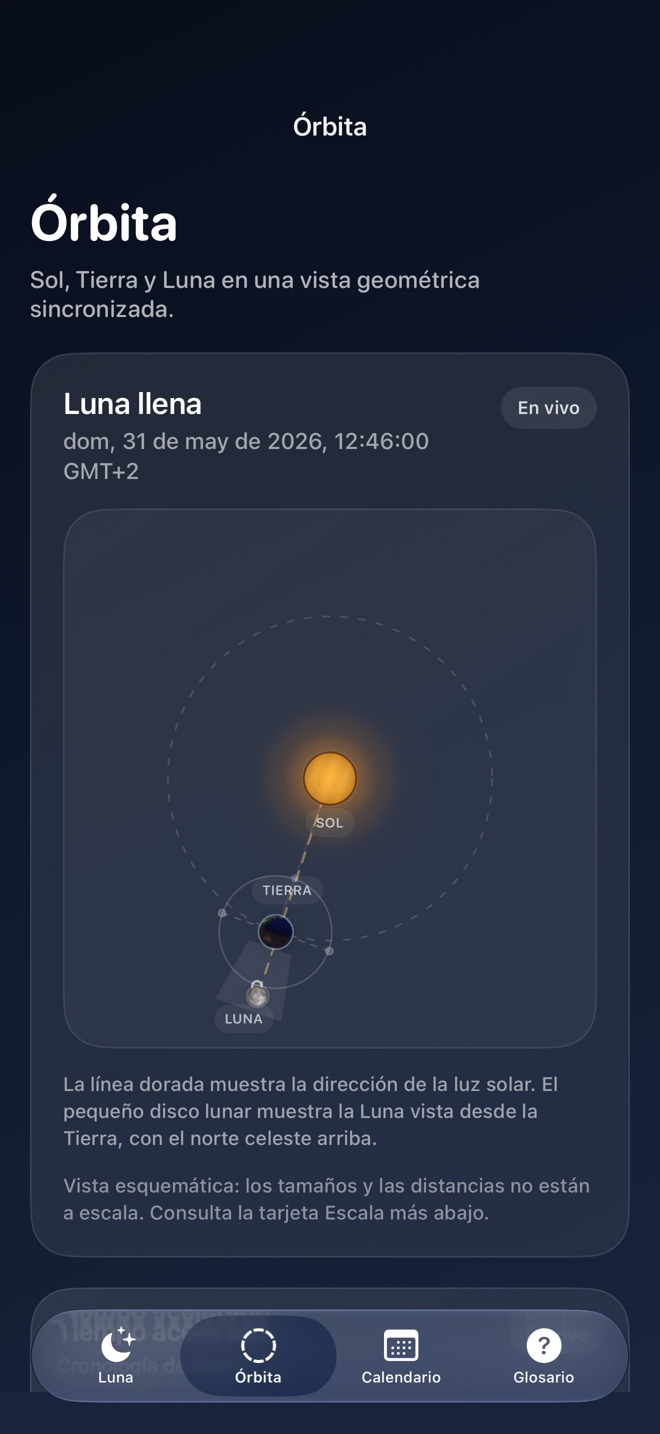 Selene iPhone screenshot 4: iPhone · Órbita
