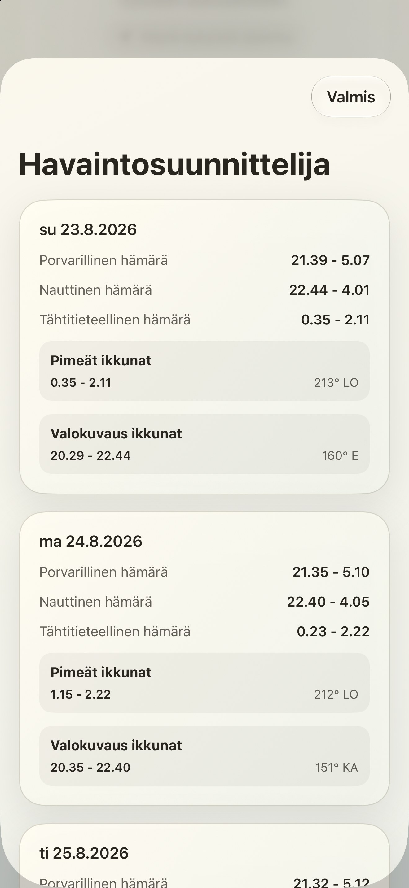 Selene iPhone screenshot 10: iPhone · Havaintosuunnittelija
