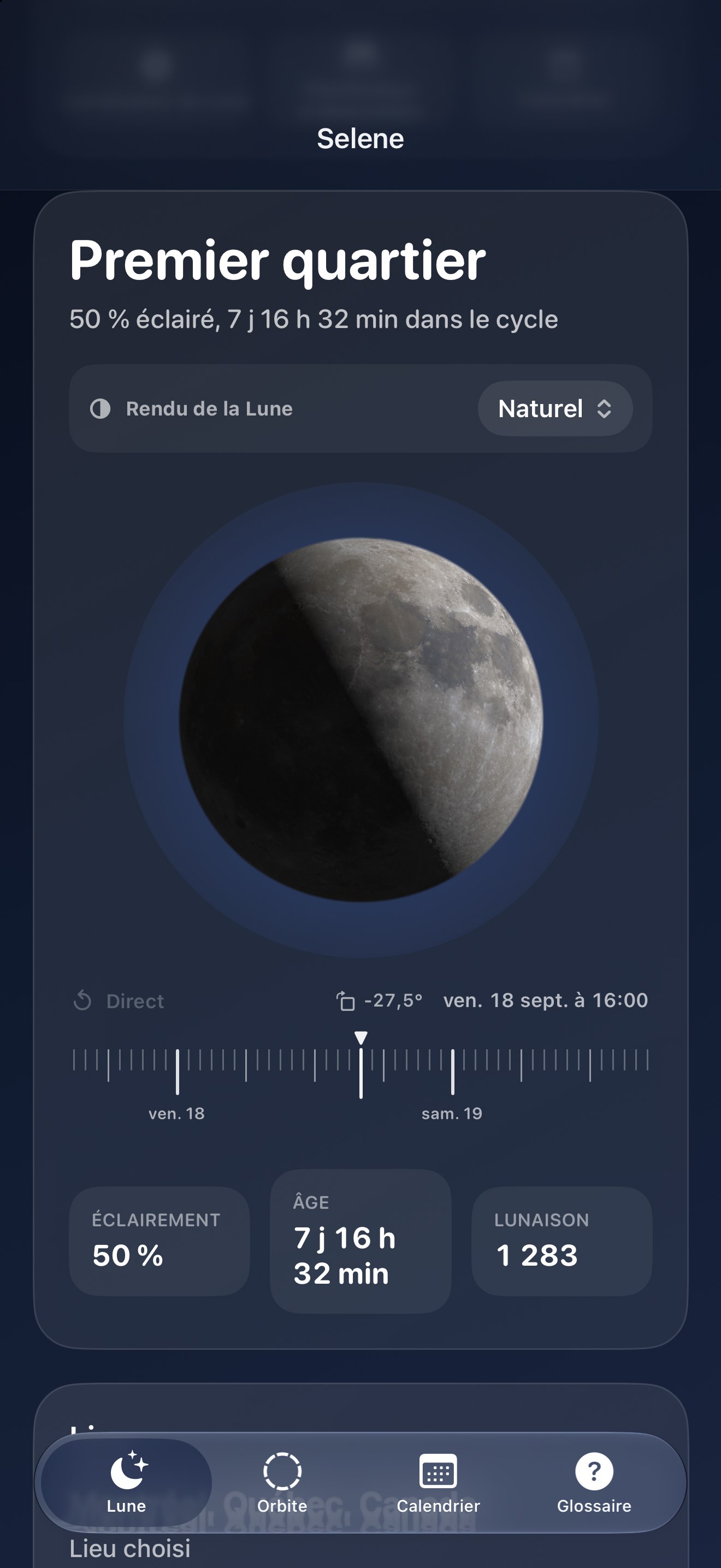 Selene iPhone screenshot 1: iPhone · Lune
