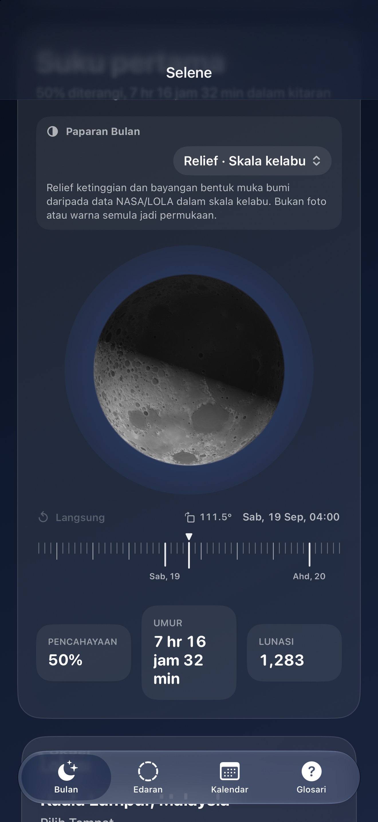 Selene iPhone screenshot 9: iPhone · Relief · Skala kelabu