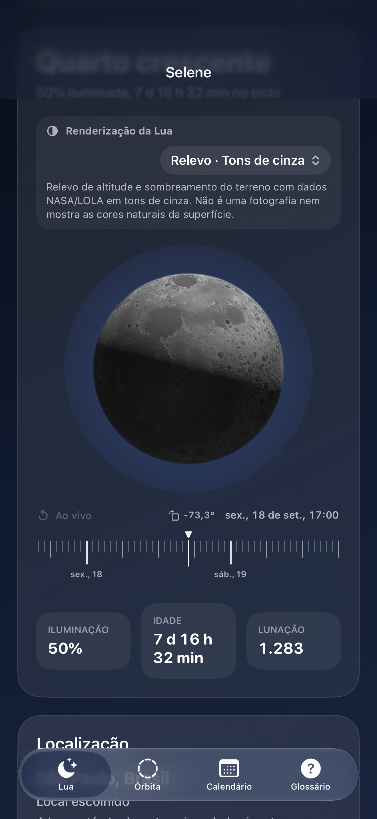 Selene iPhone screenshot 9: iPhone · Relevo · Tons de cinza