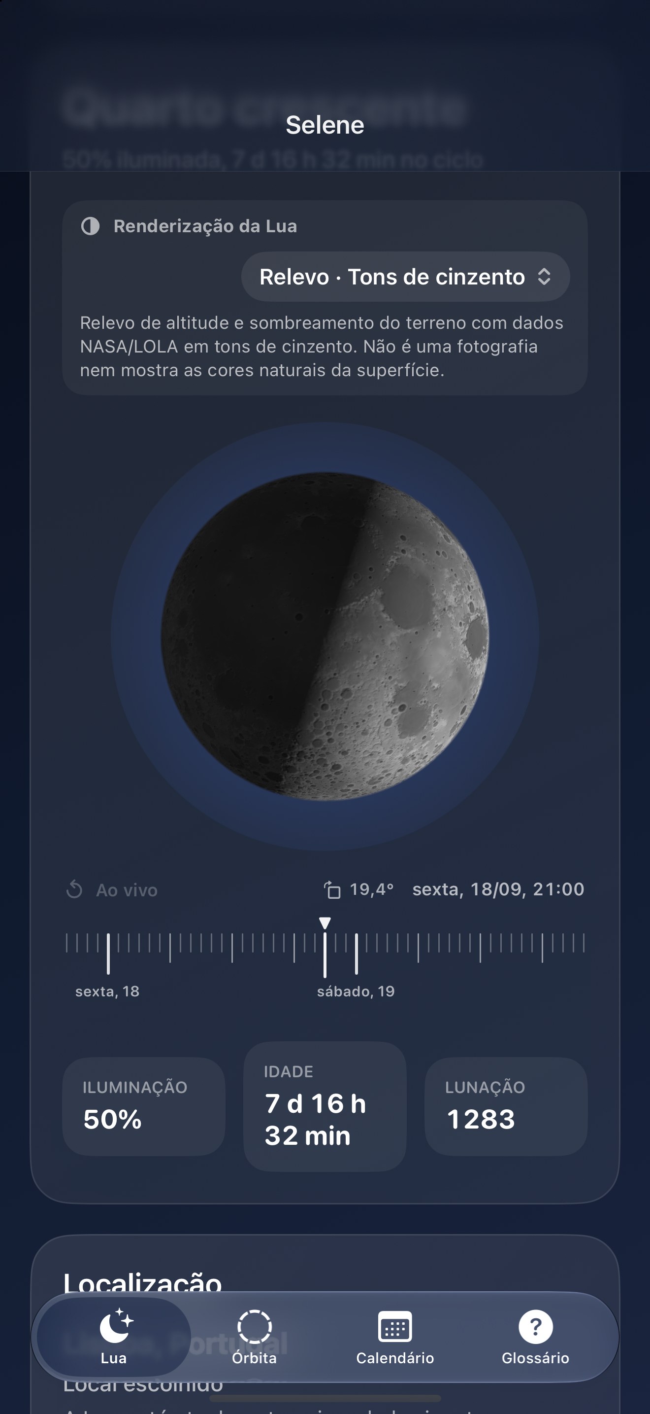 Selene iPhone screenshot 9: iPhone · Relevo · Tons de cinzento