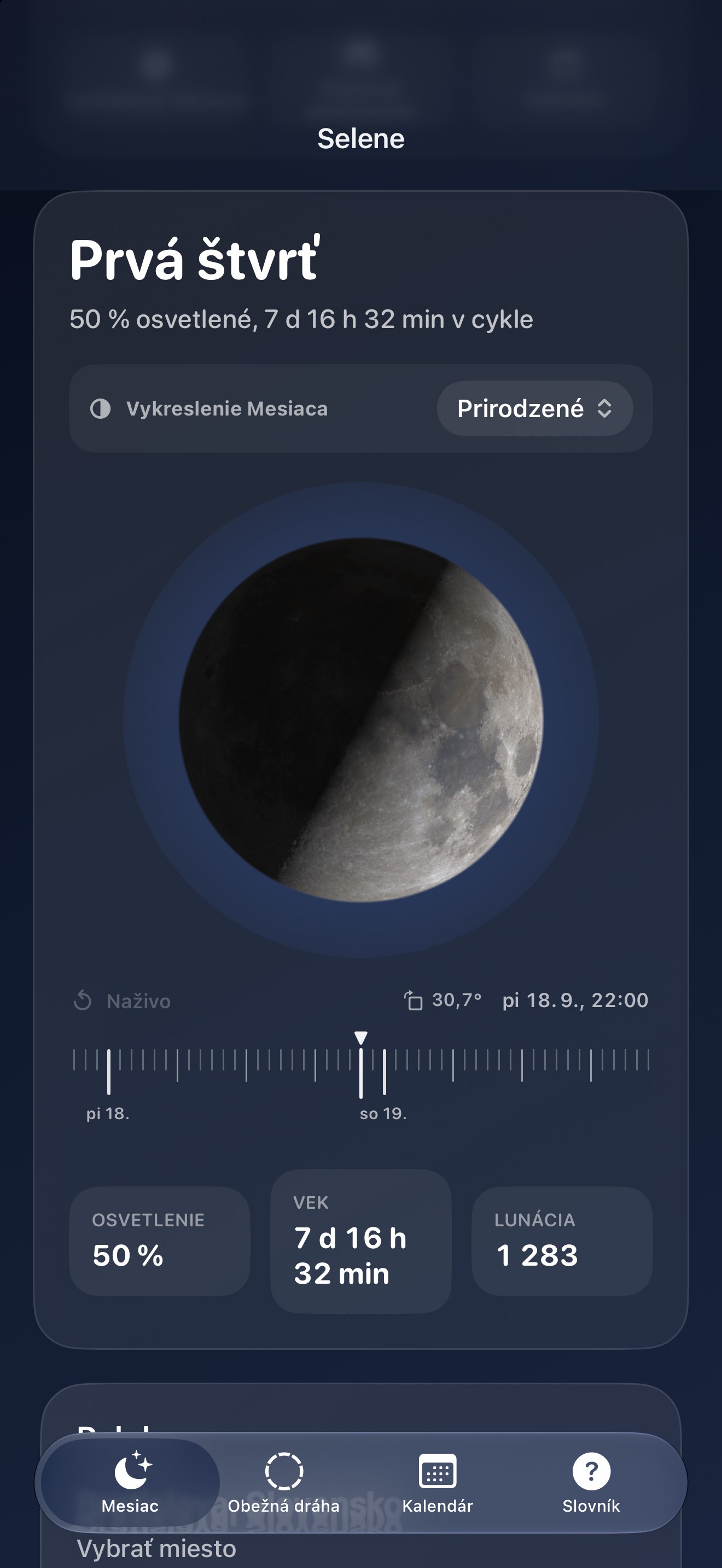 Selene iPhone screenshot 1: iPhone · Mesiac