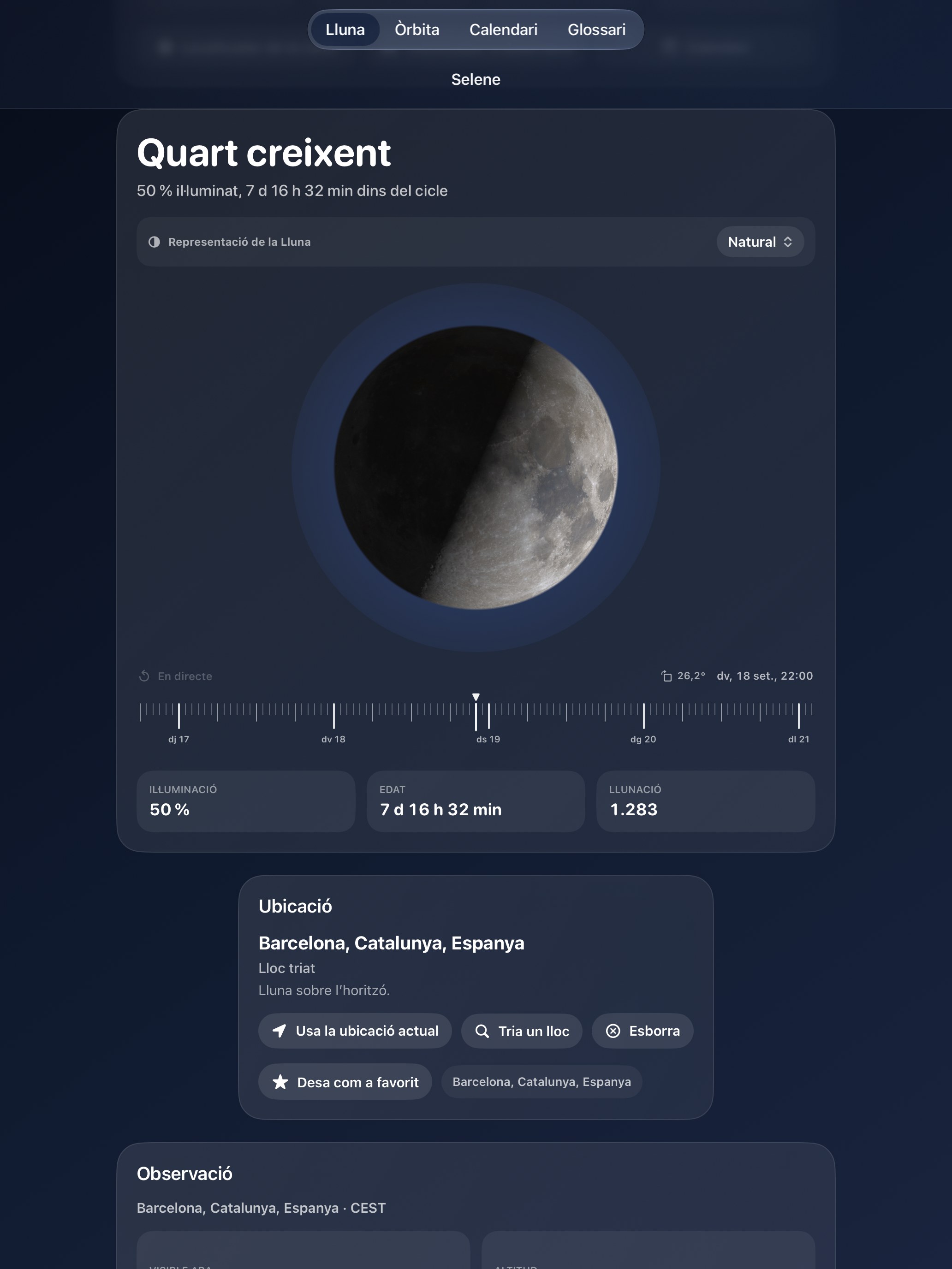Selene iPad screenshot 1: iPad · Lluna