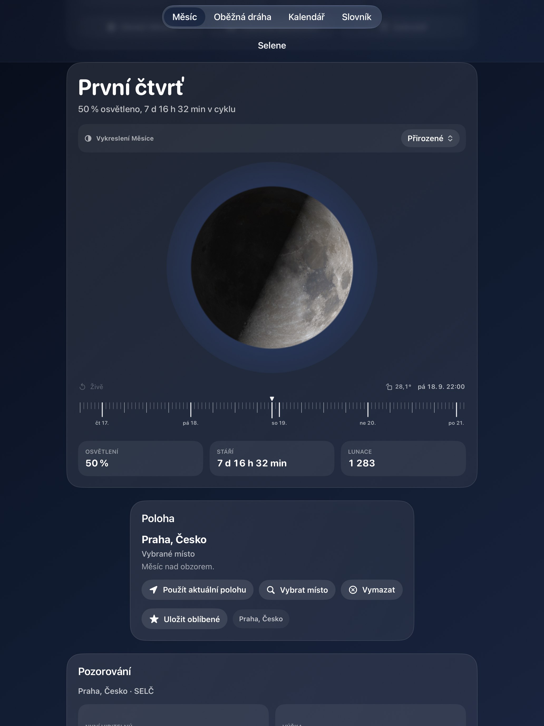 Selene iPad screenshot 1: iPad · Měsíc