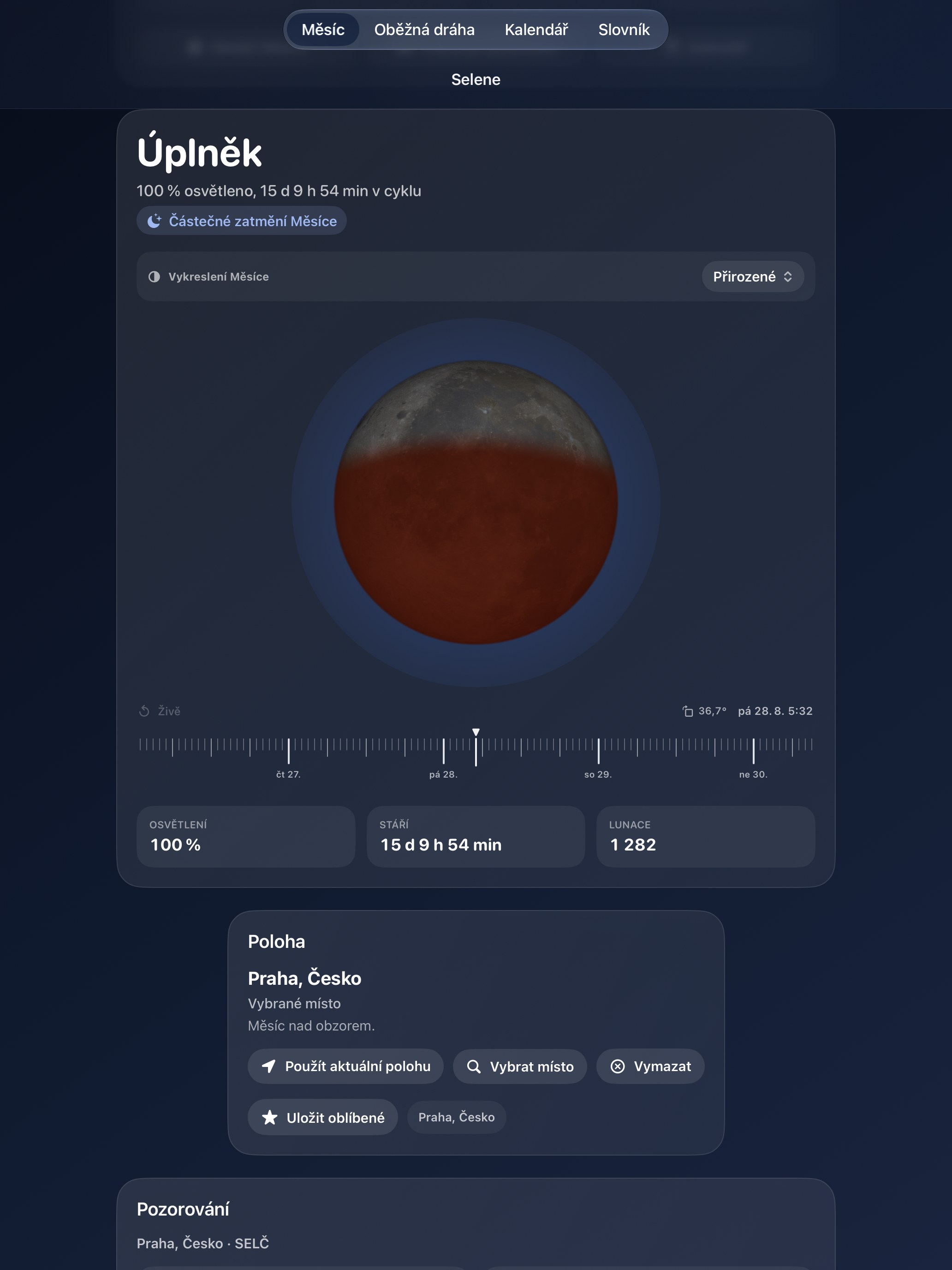 Selene iPad screenshot 8: iPad · Zatmění
