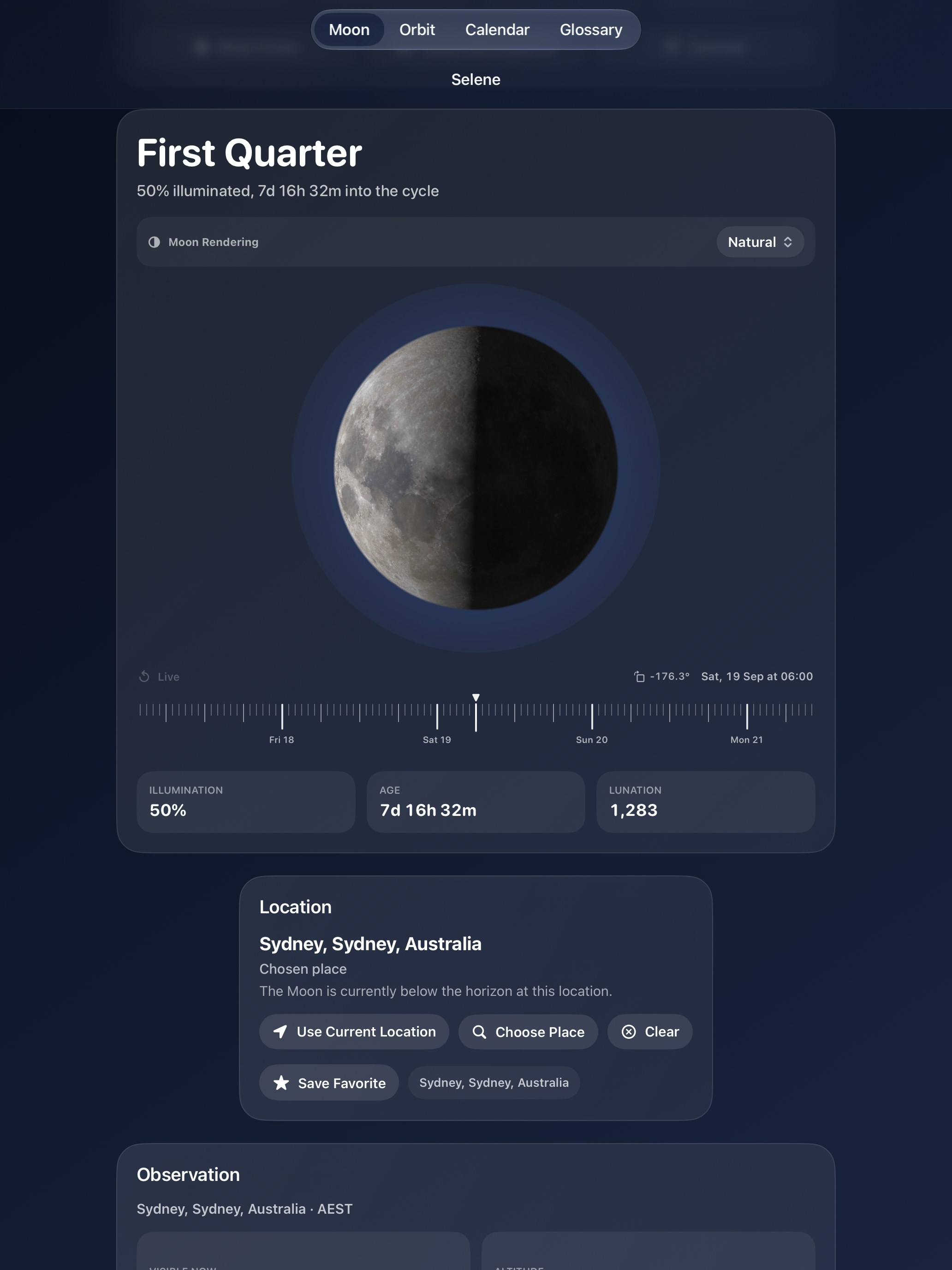 Selene iPad screenshot 1: iPad · Moon