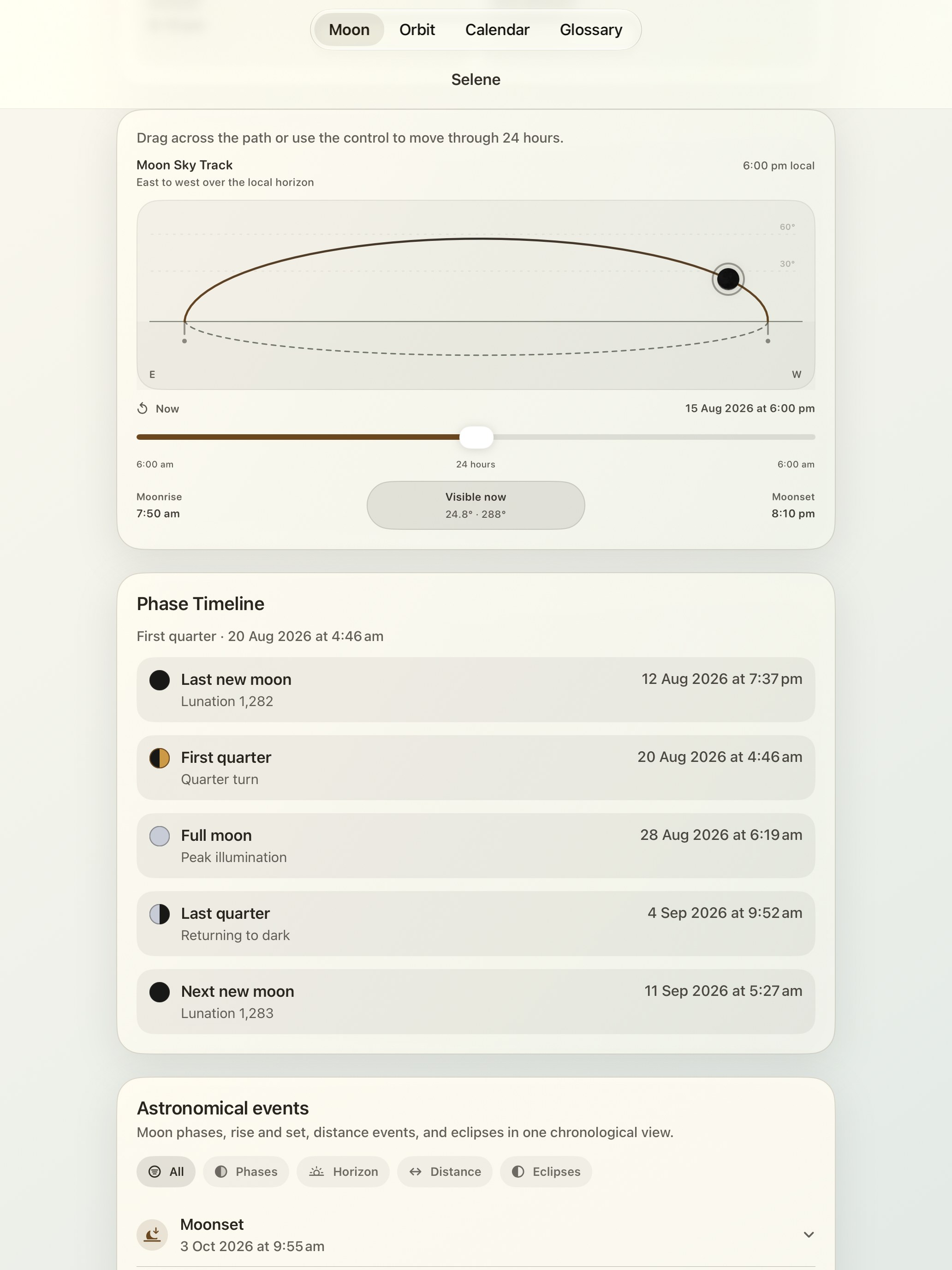 Selene iPad screenshot 5: iPad · Moon Sky Track