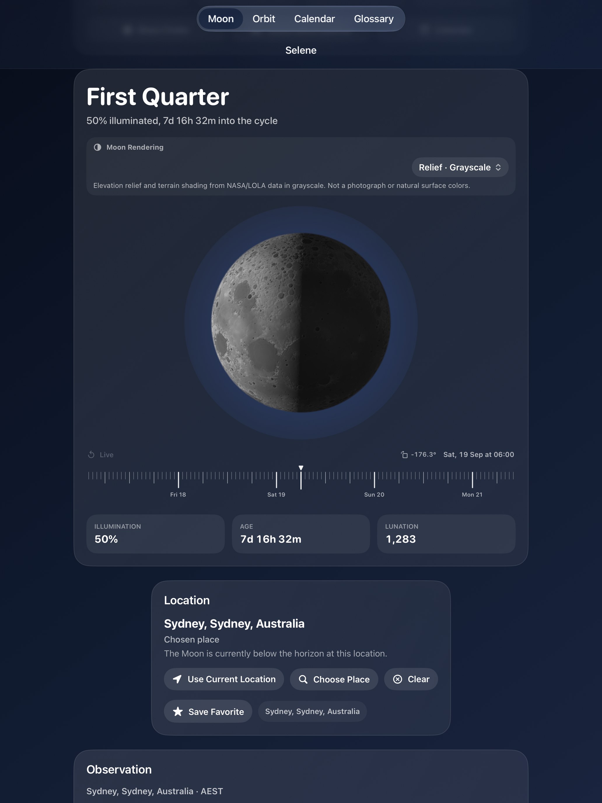 Selene iPad screenshot 9: iPad · Relief · Greyscale