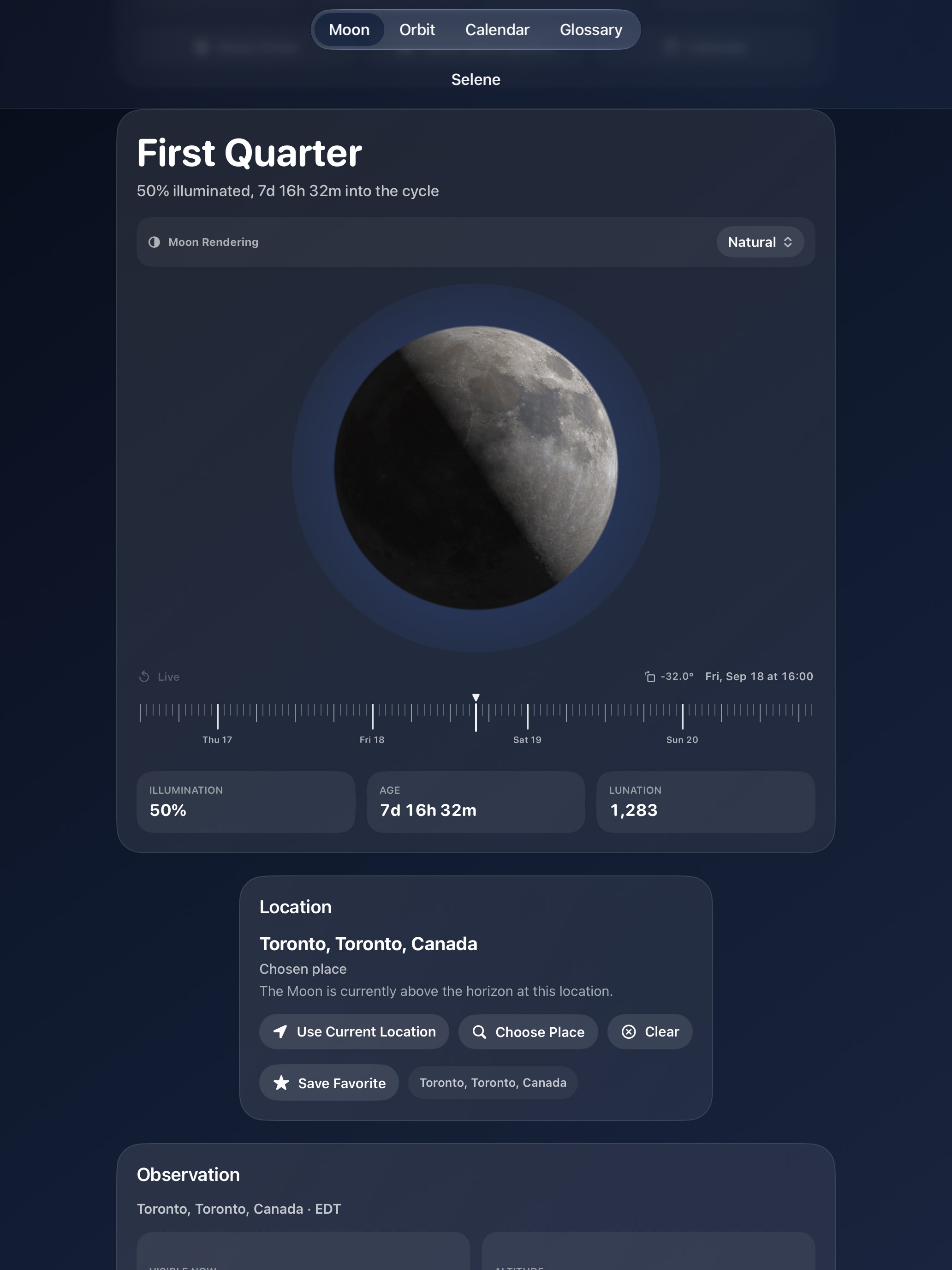 Selene iPad screenshot 1: iPad · Moon