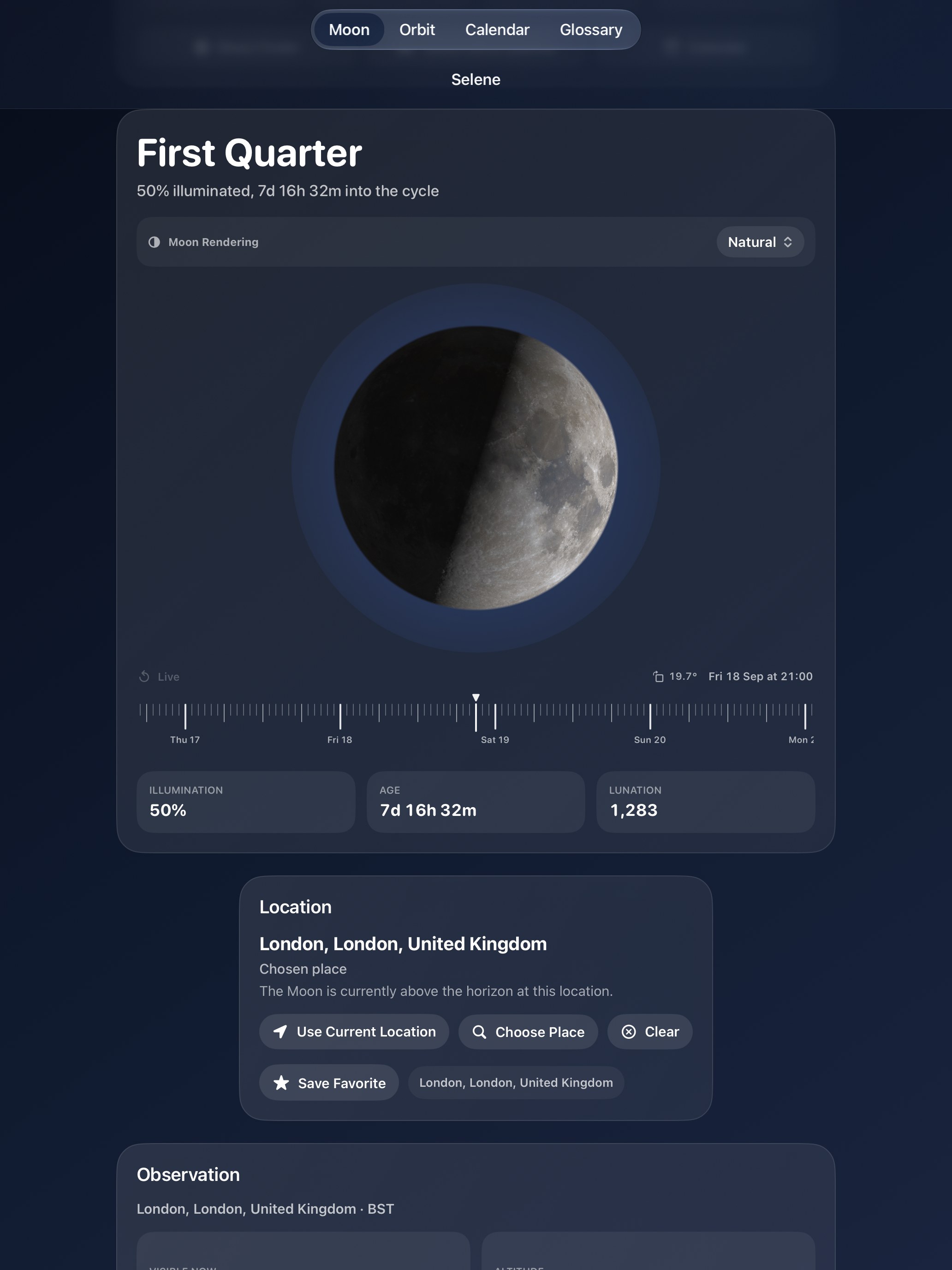 Selene iPad screenshot 1: iPad · Moon
