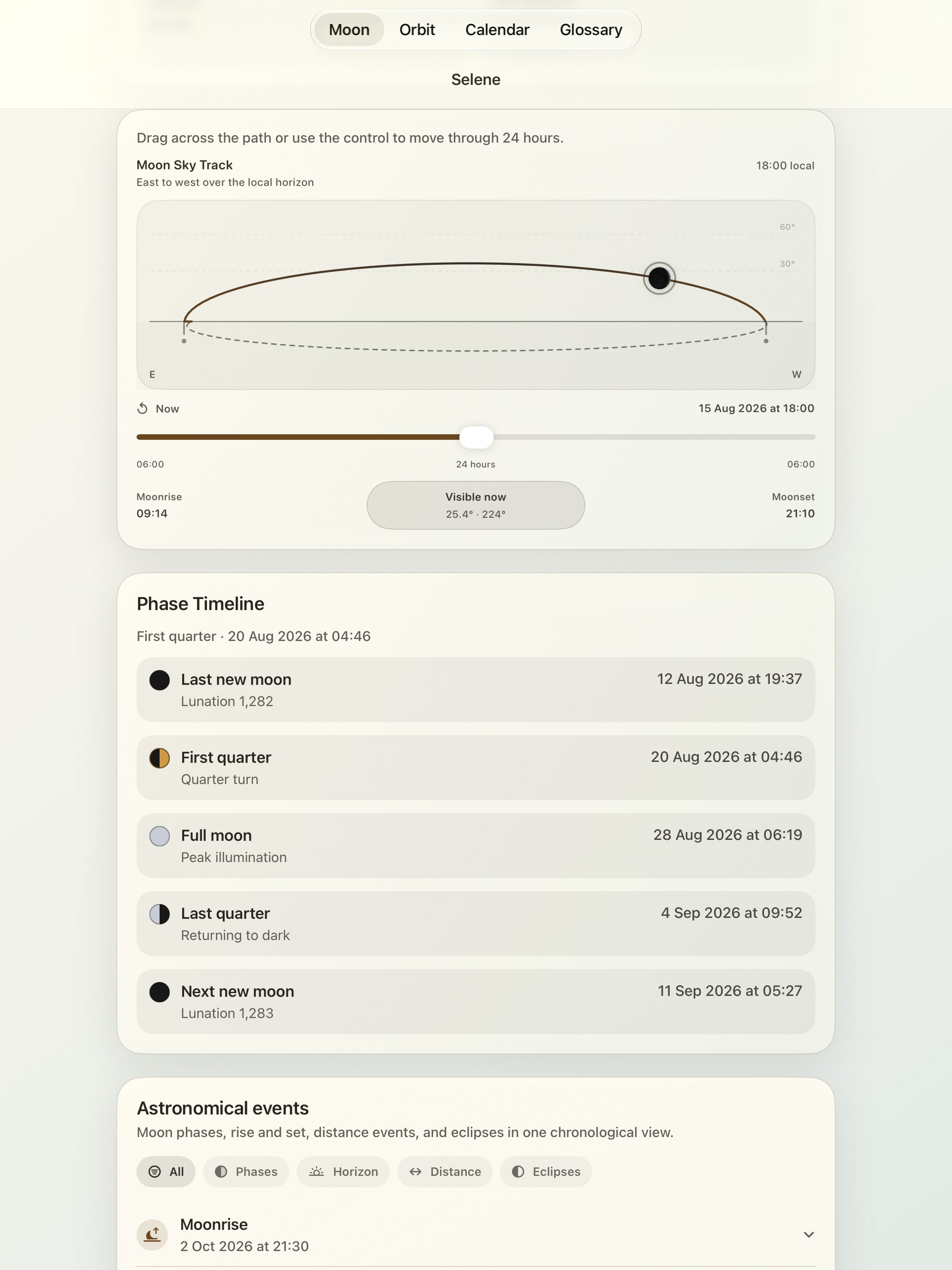 Selene iPad screenshot 5: iPad · Moon Sky Track
