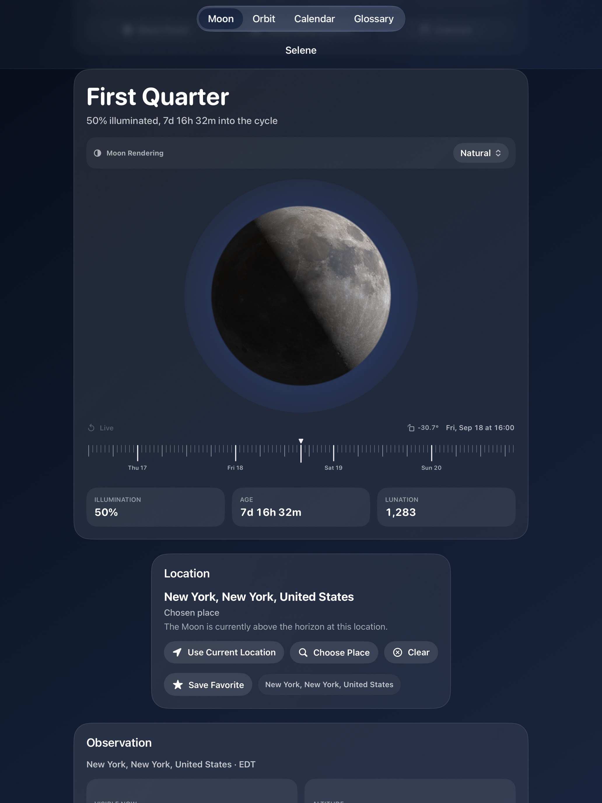Selene iPad screenshot 1: iPad · Moon