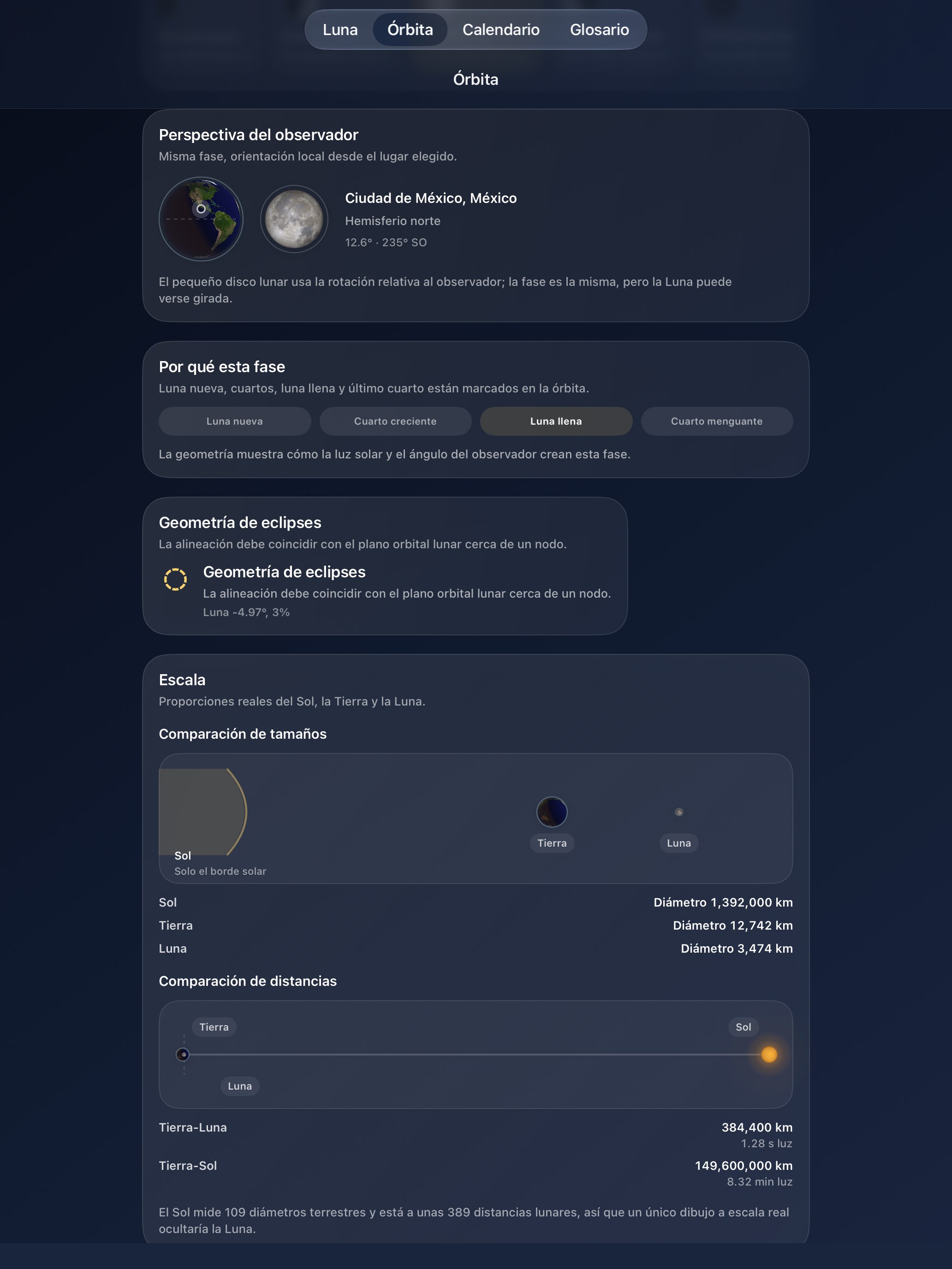 Selene iPad screenshot 7: iPad · Observación