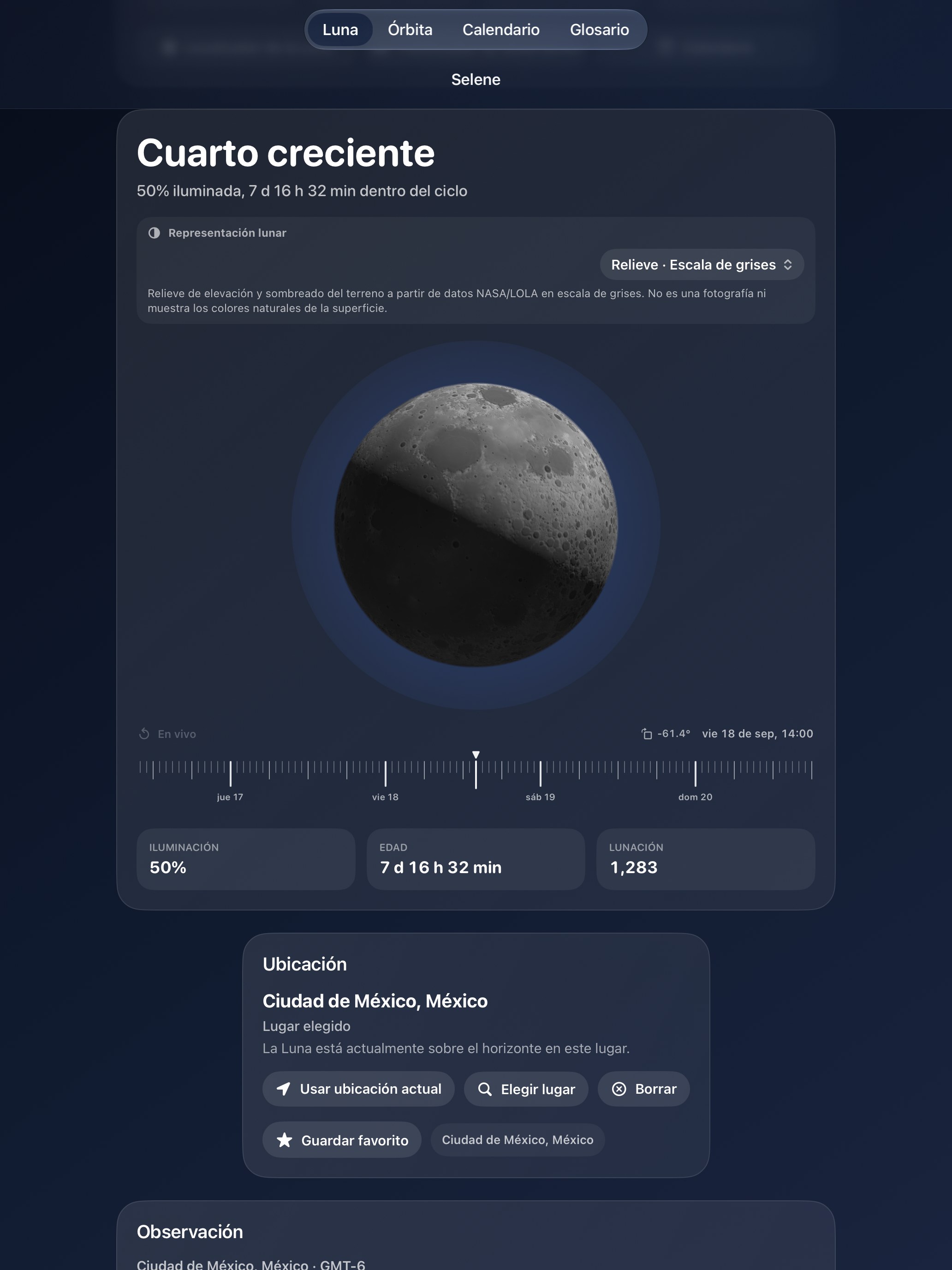 Selene iPad screenshot 9: iPad · Relieve · Escala de grises