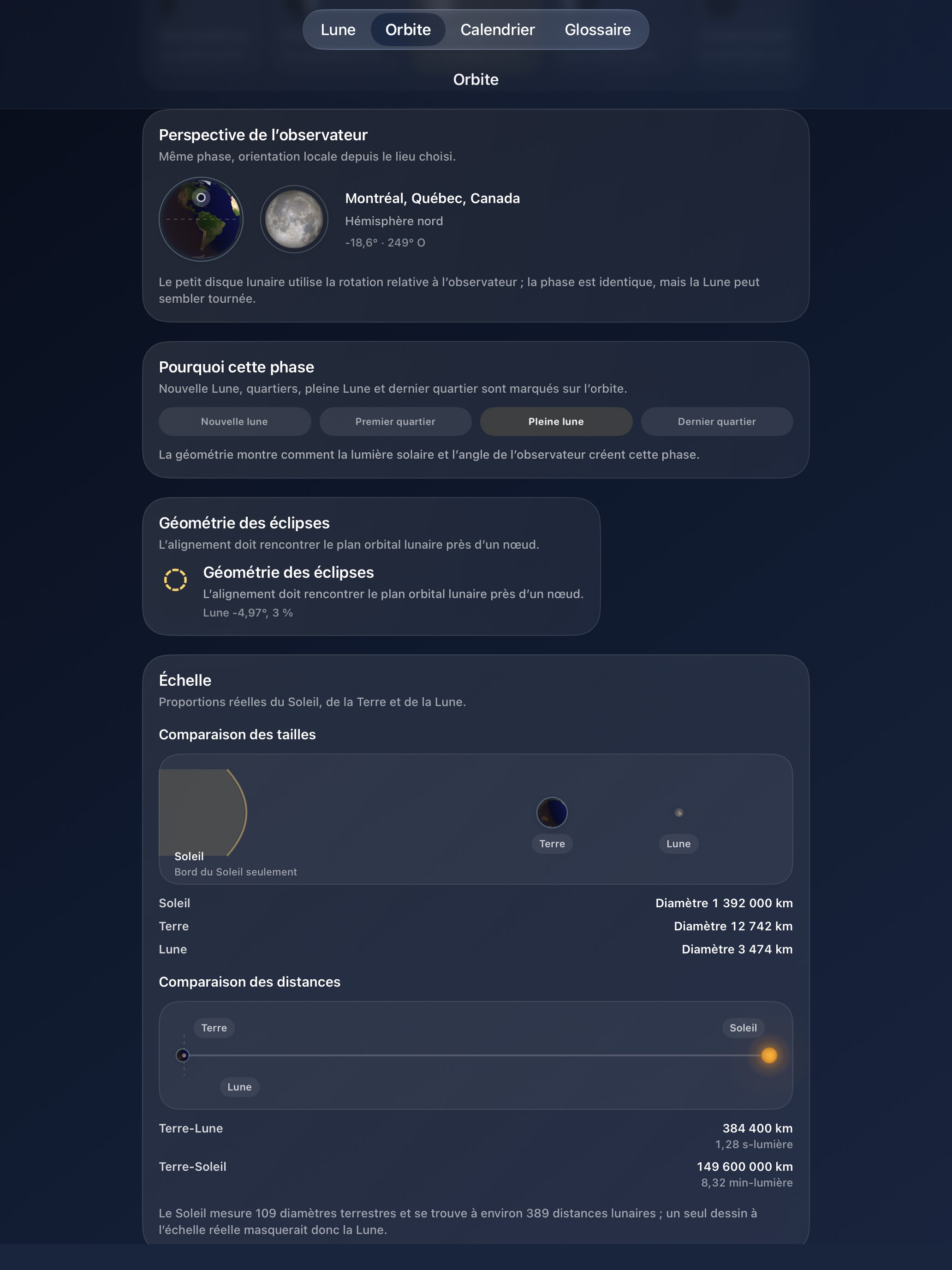 Selene iPad screenshot 7: iPad · Observation lunaire