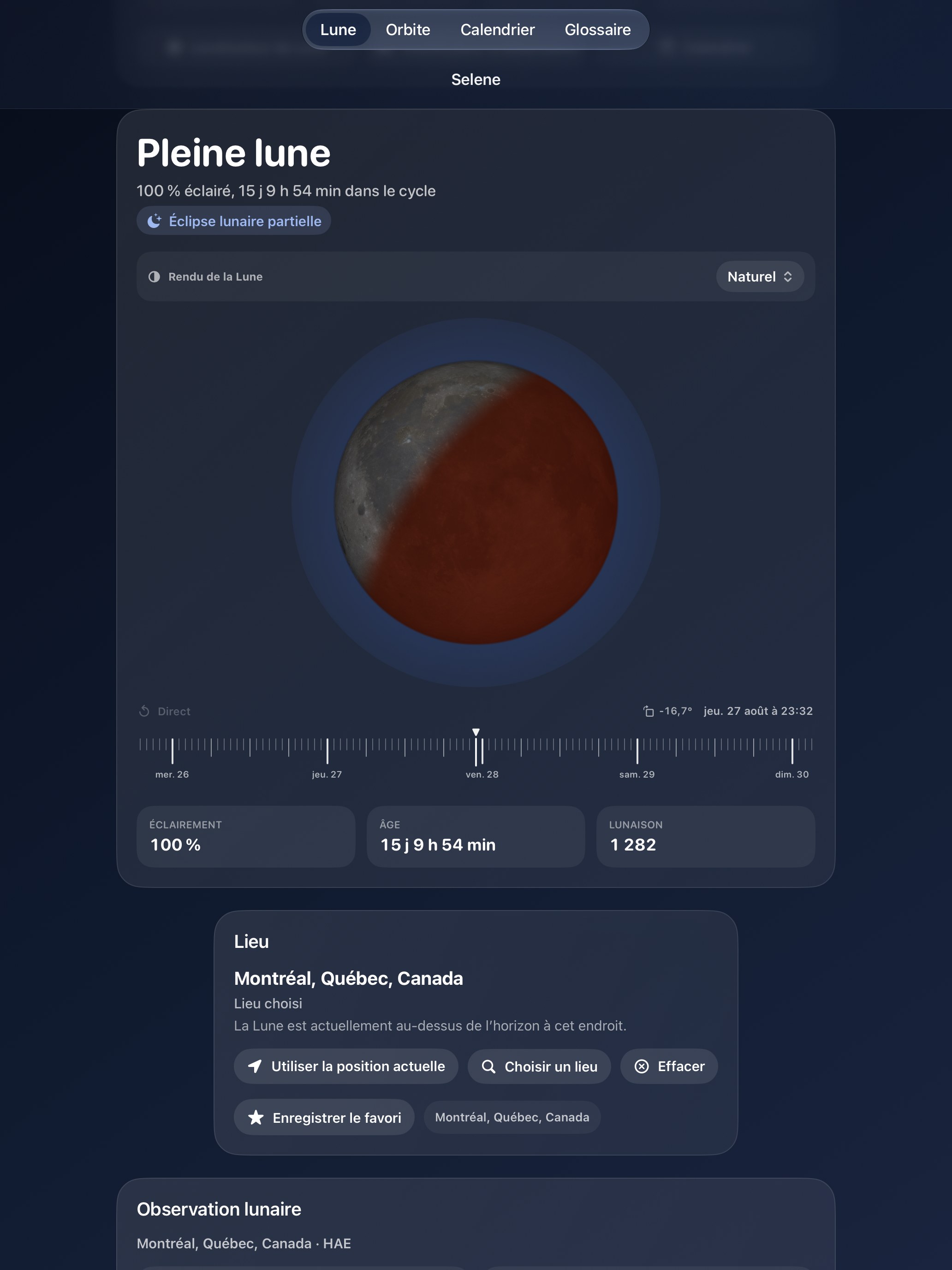 Selene iPad screenshot 8: iPad · Éclipses