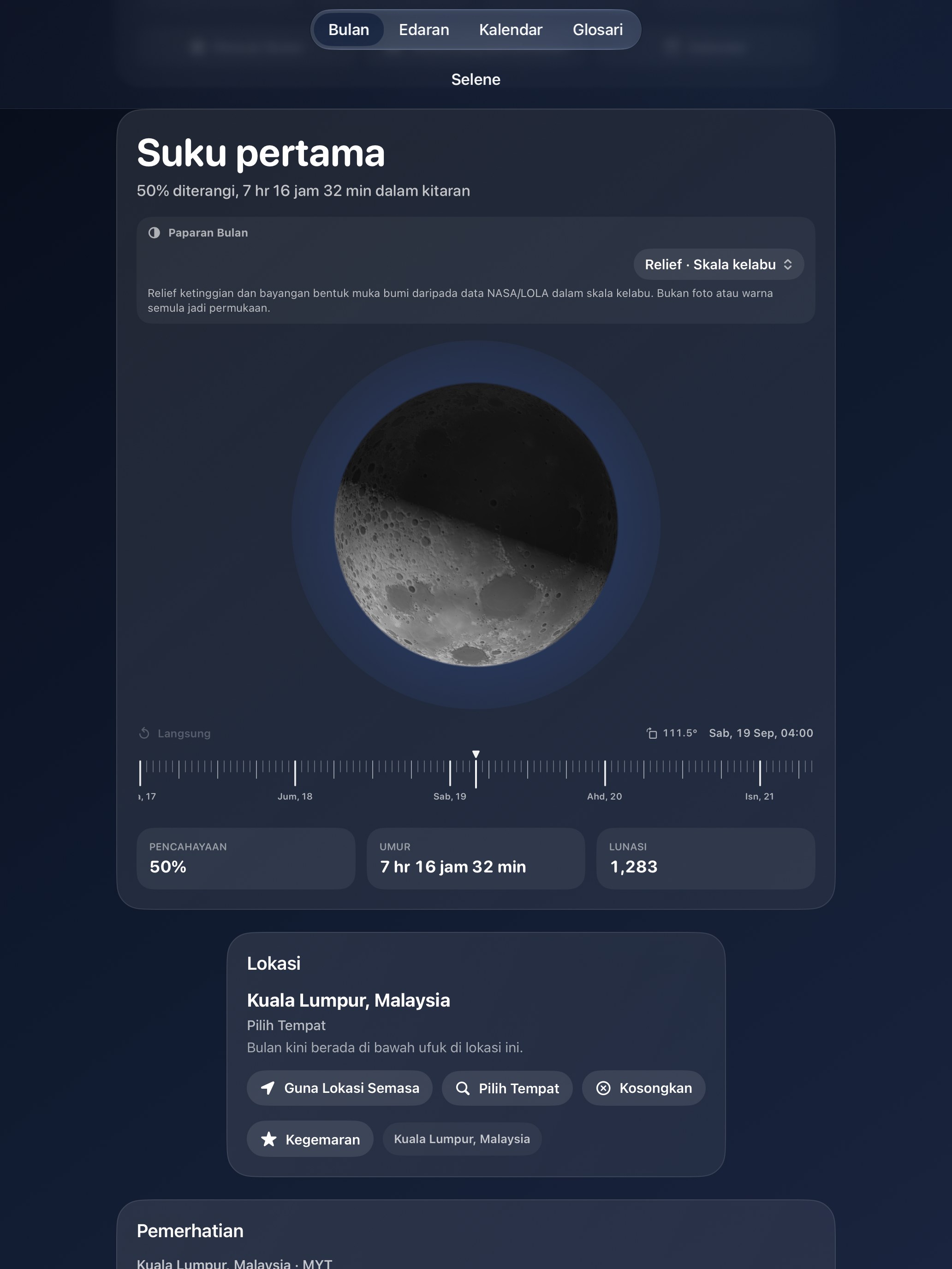 Selene iPad screenshot 9: iPad · Relief · Skala kelabu