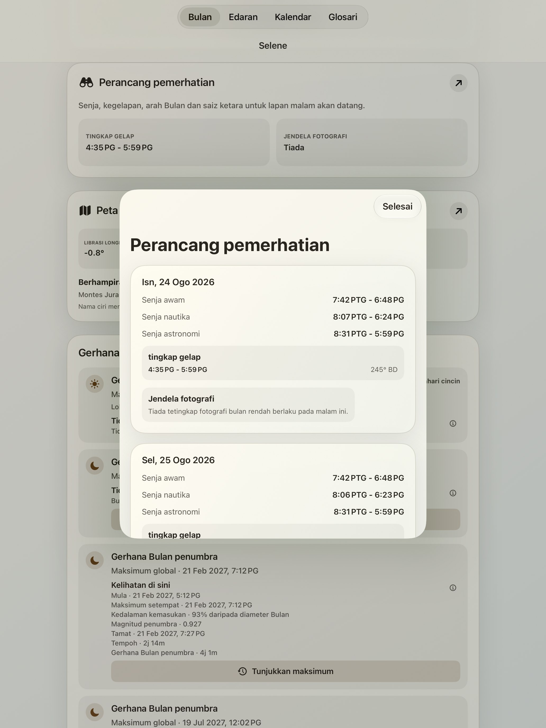 Selene iPad screenshot 10: iPad · Perancang pemerhatian