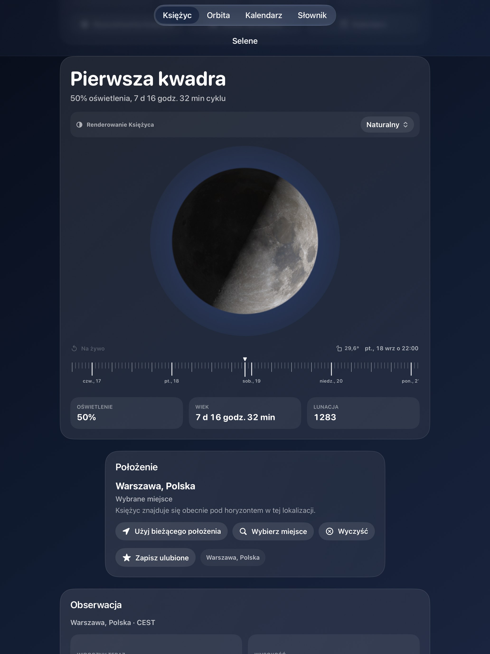 Selene iPad screenshot 1: iPad · Księżyc