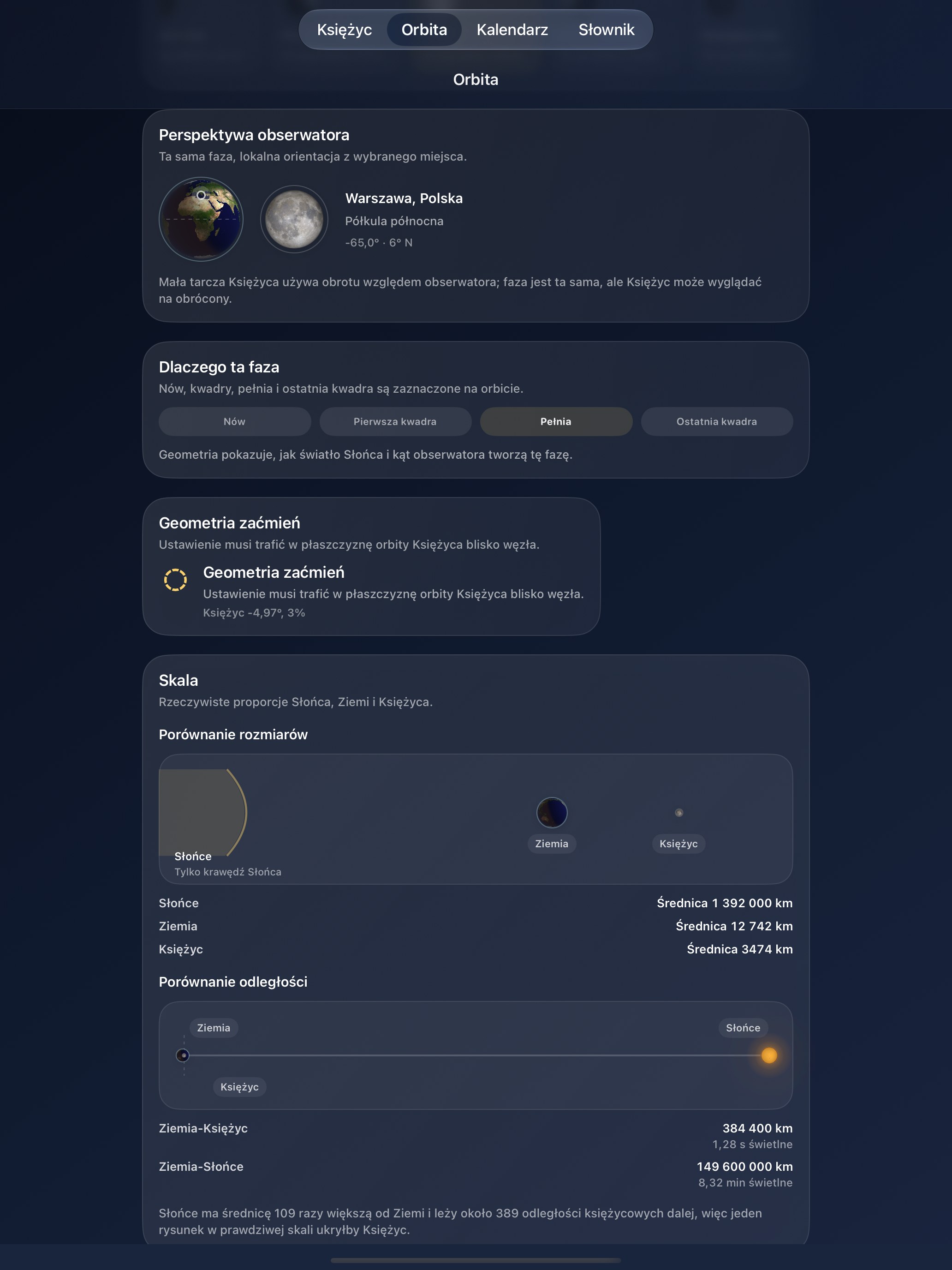 Selene iPad screenshot 7: iPad · Obserwacja