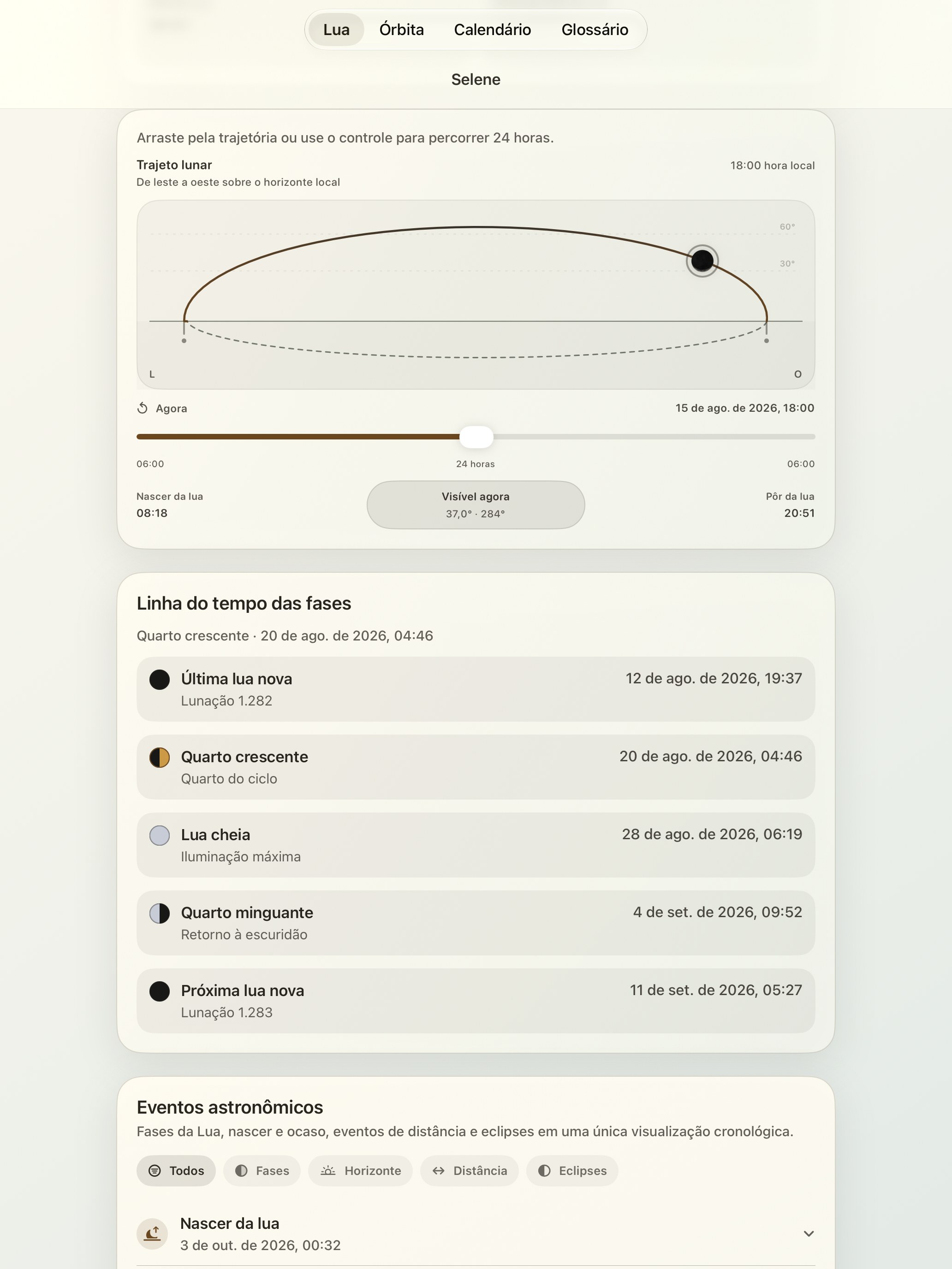 Selene iPad screenshot 5: iPad · Trajeto lunar