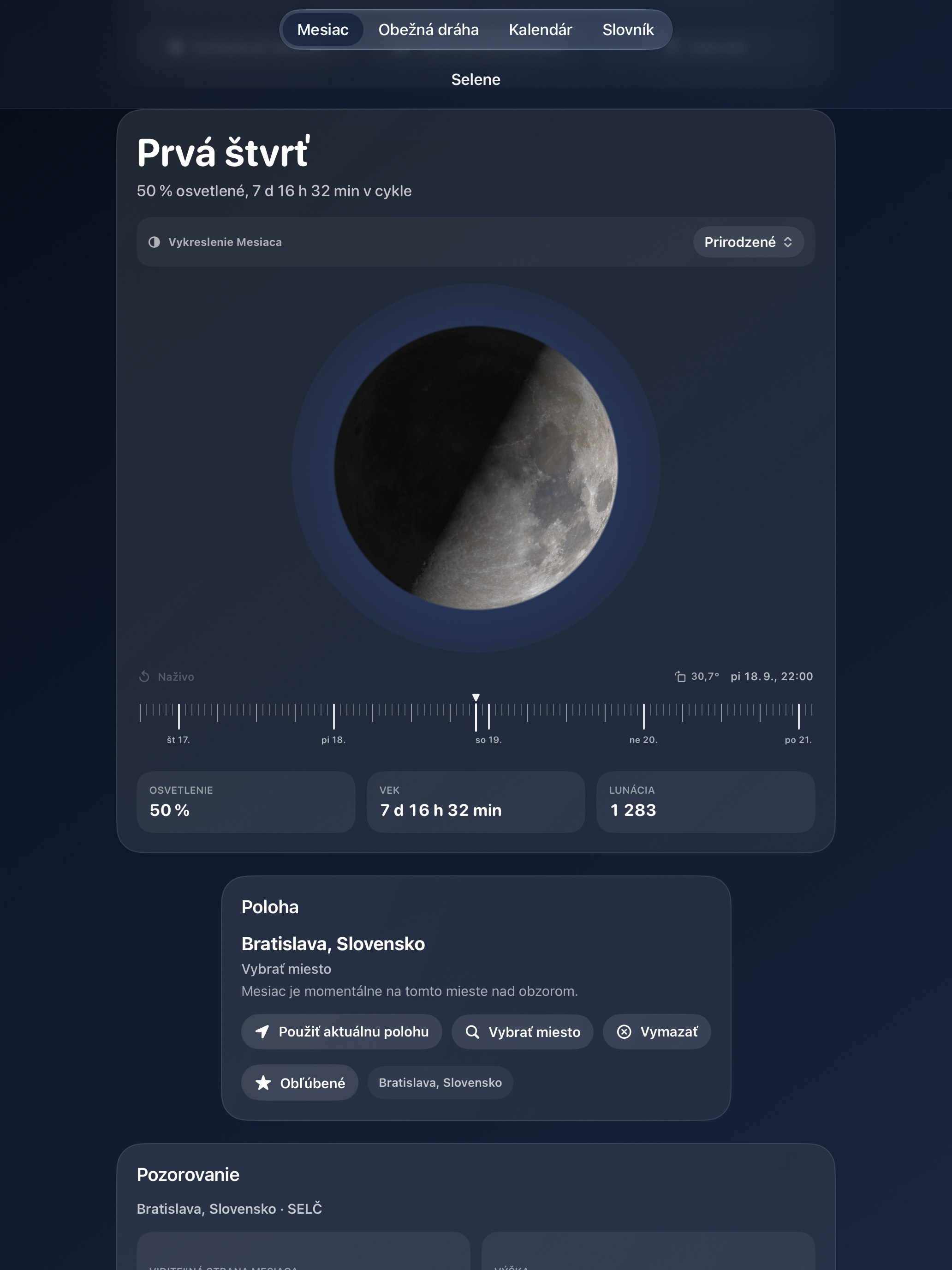 Selene iPad screenshot 1: iPad · Mesiac