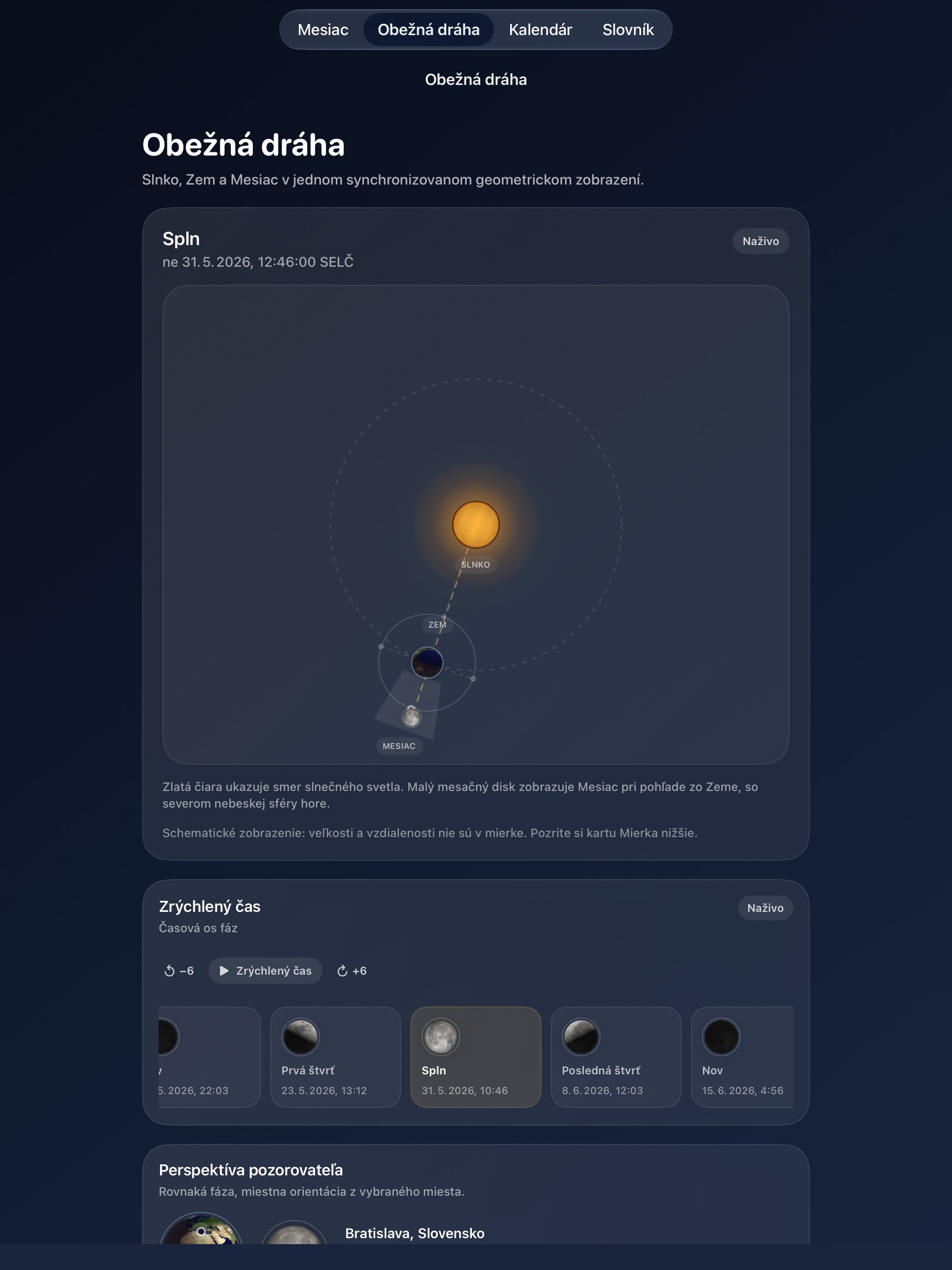 Selene iPad screenshot 4: iPad · Obežná dráha