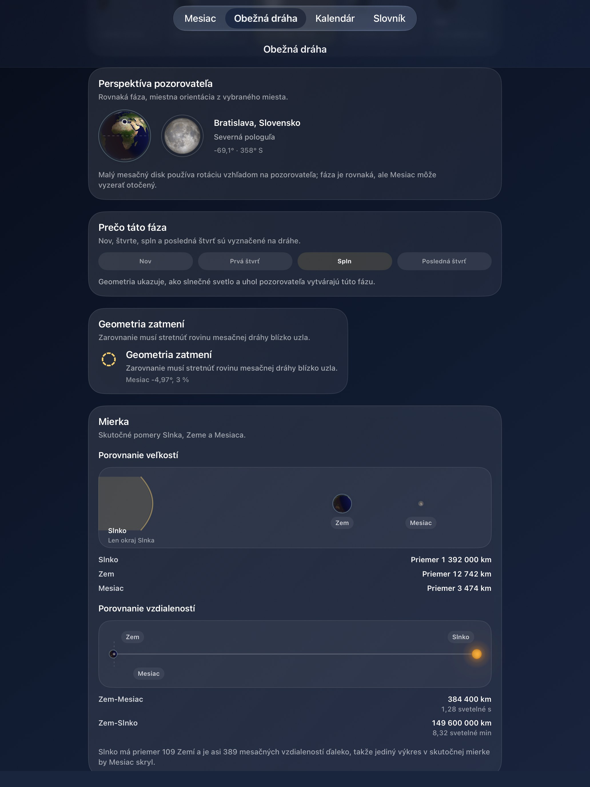Selene iPad screenshot 7: iPad · Pozorovanie