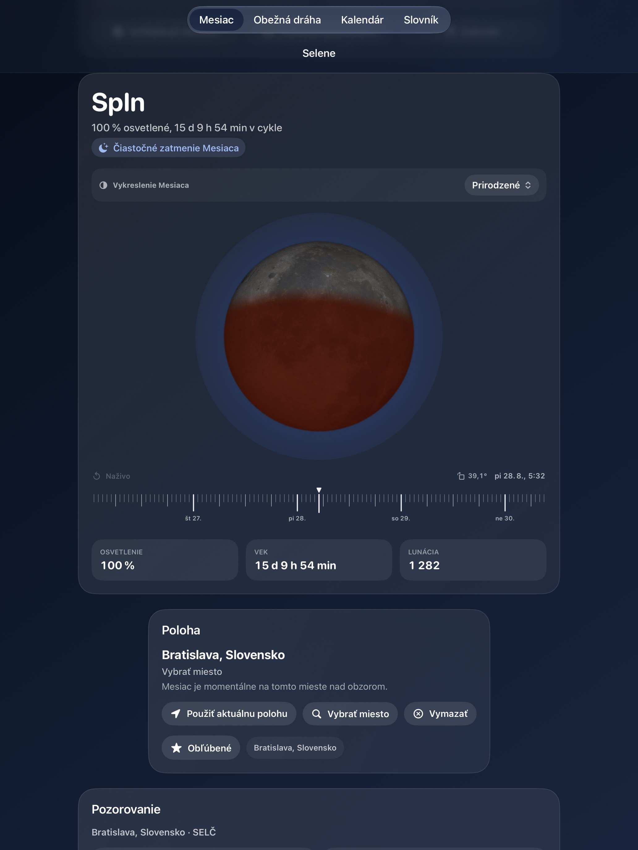 Selene iPad screenshot 8: iPad · Zatmenia
