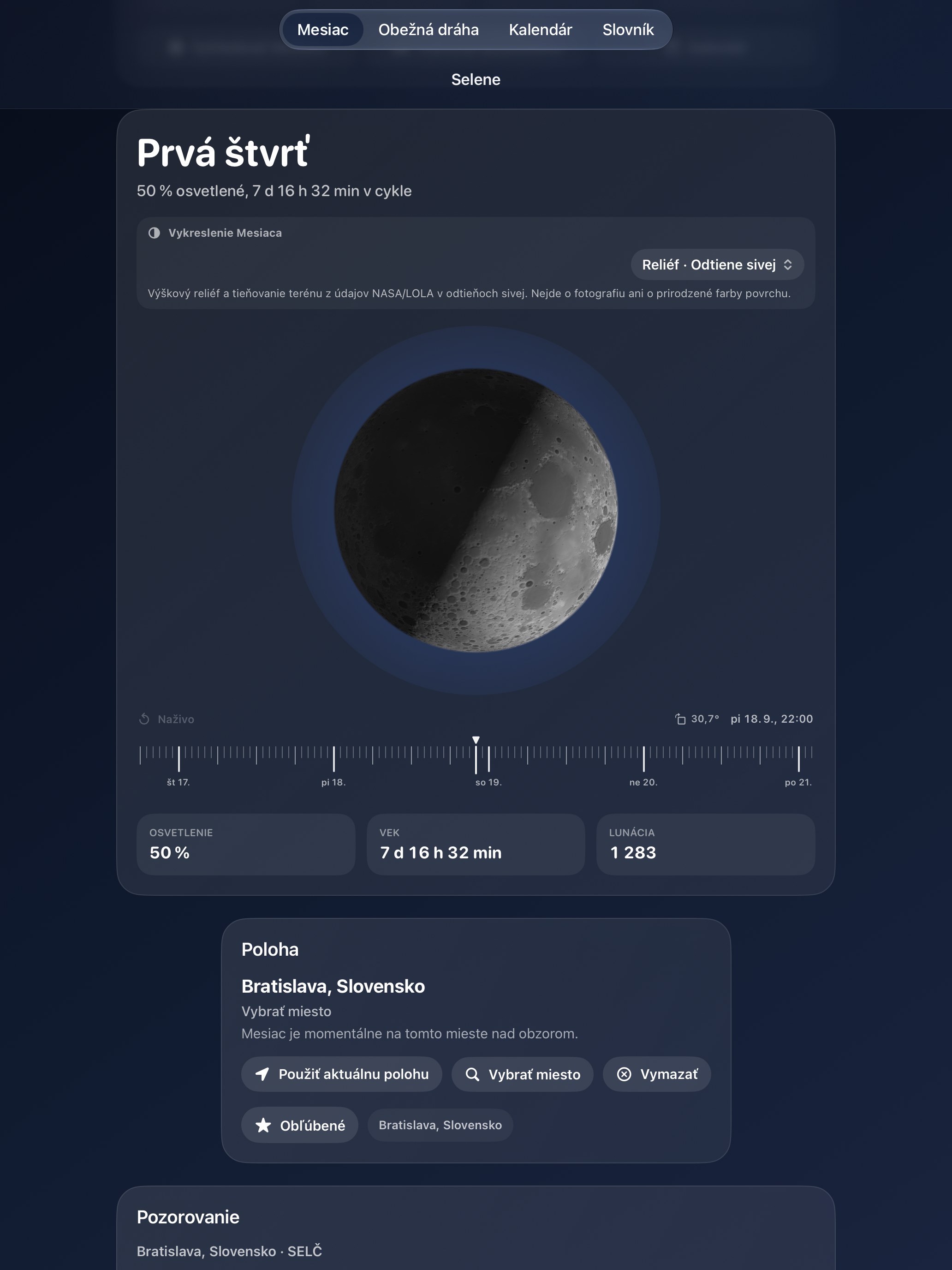 Selene iPad screenshot 9: iPad · Reliéf · Odtiene sivej