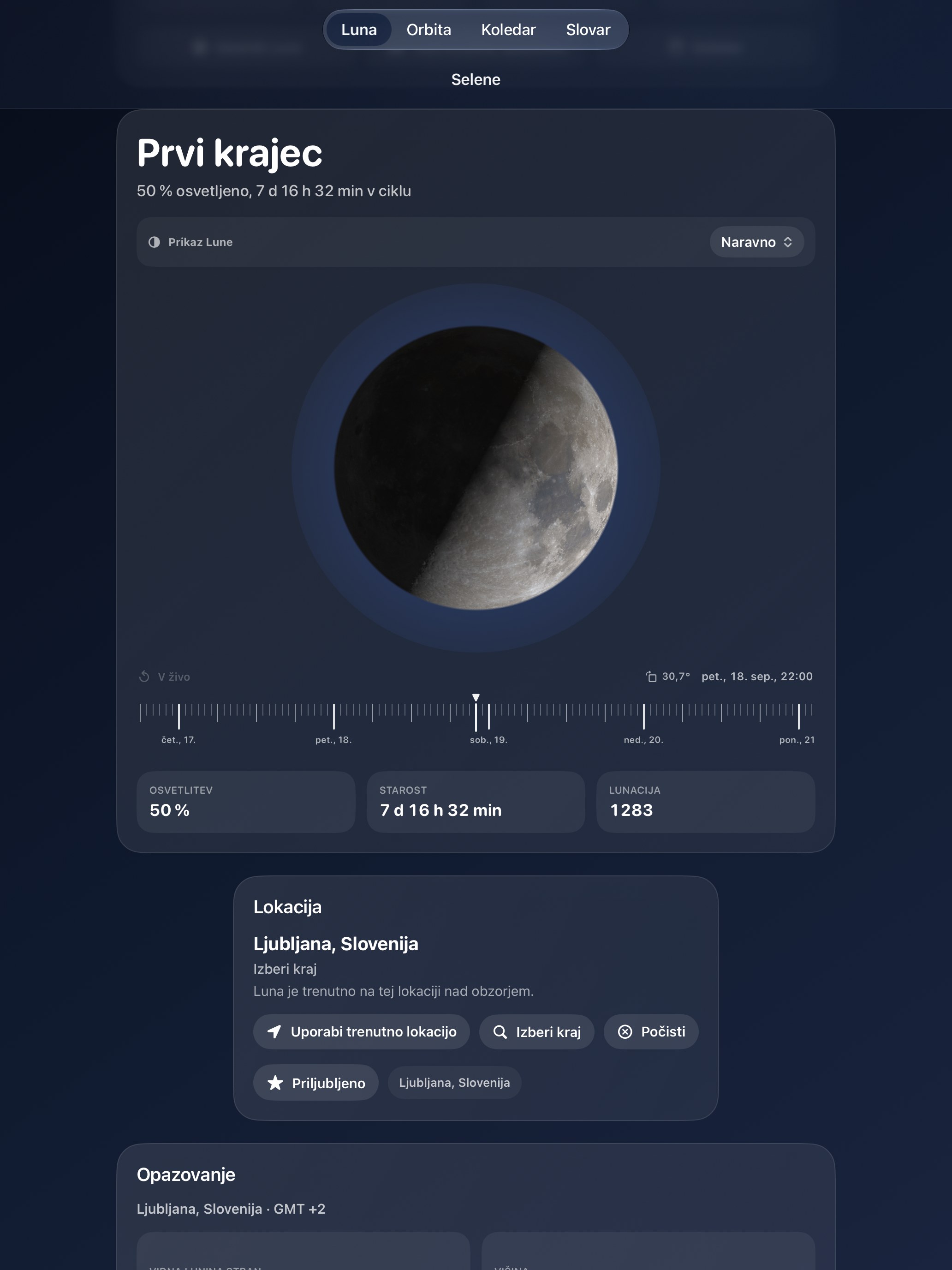 Selene iPad screenshot 1: iPad · Luna