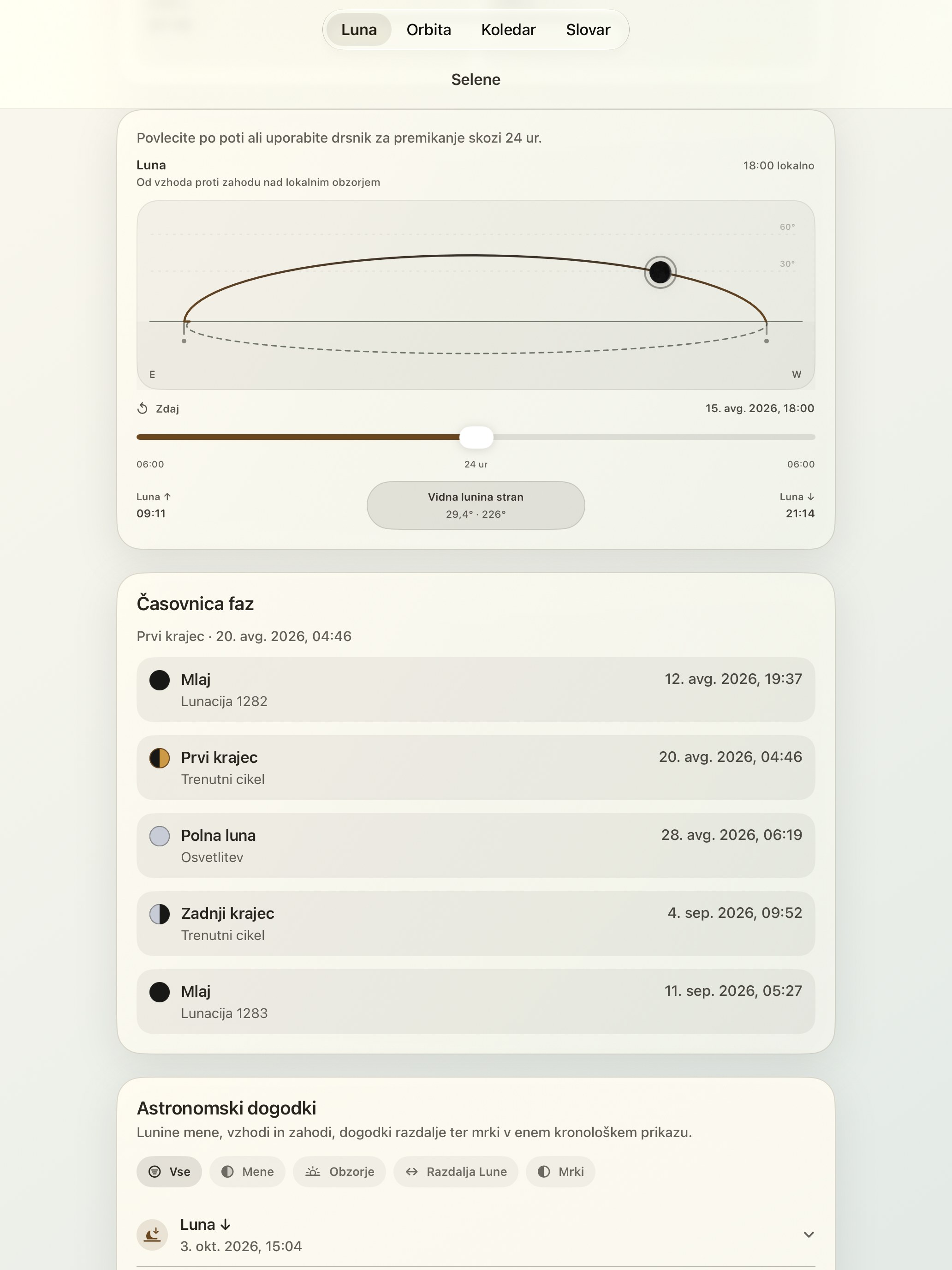 Selene iPad screenshot 5: iPad · Luna