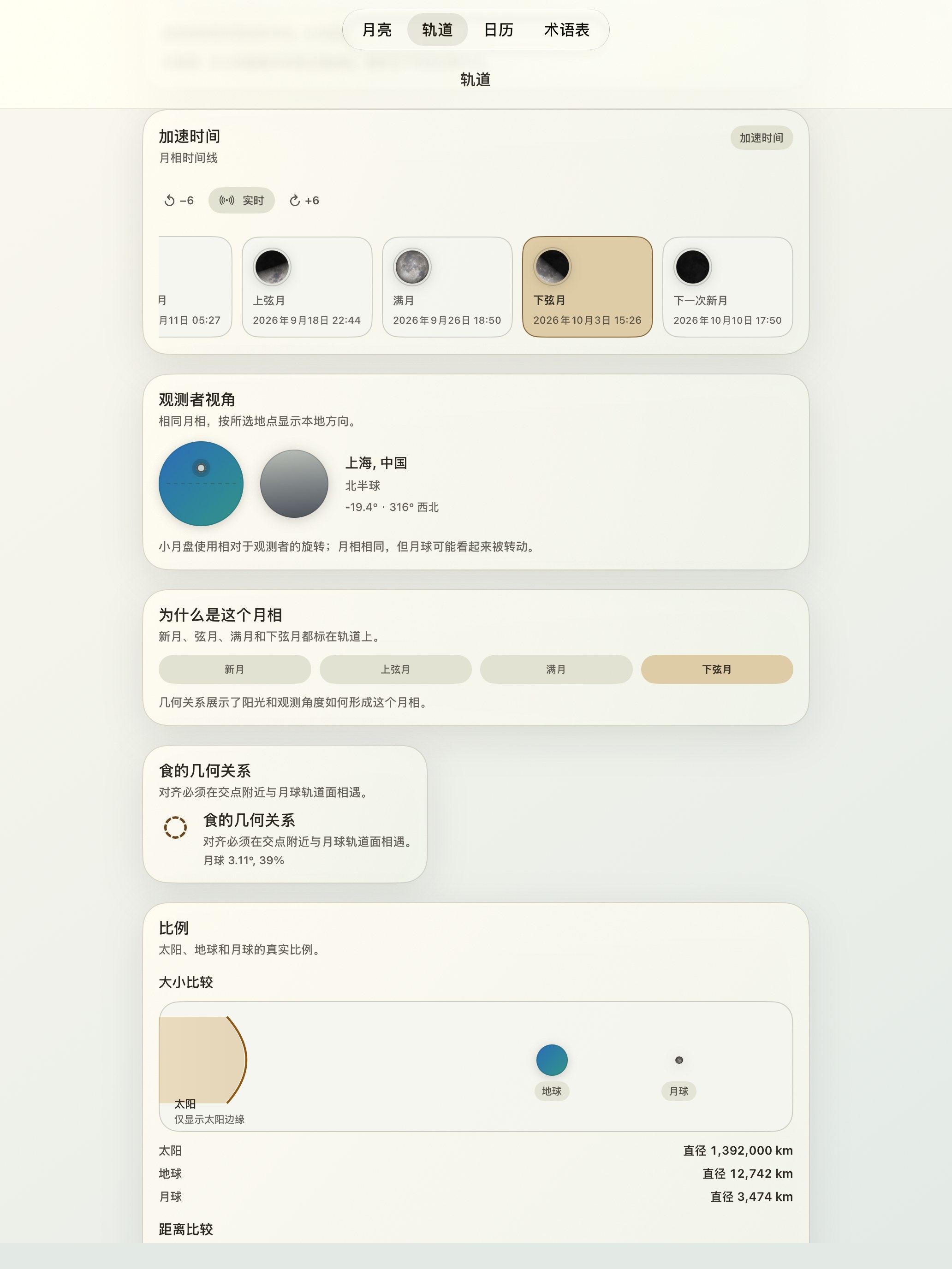 Selene iPad screenshot 6: iPad · 月相时间线