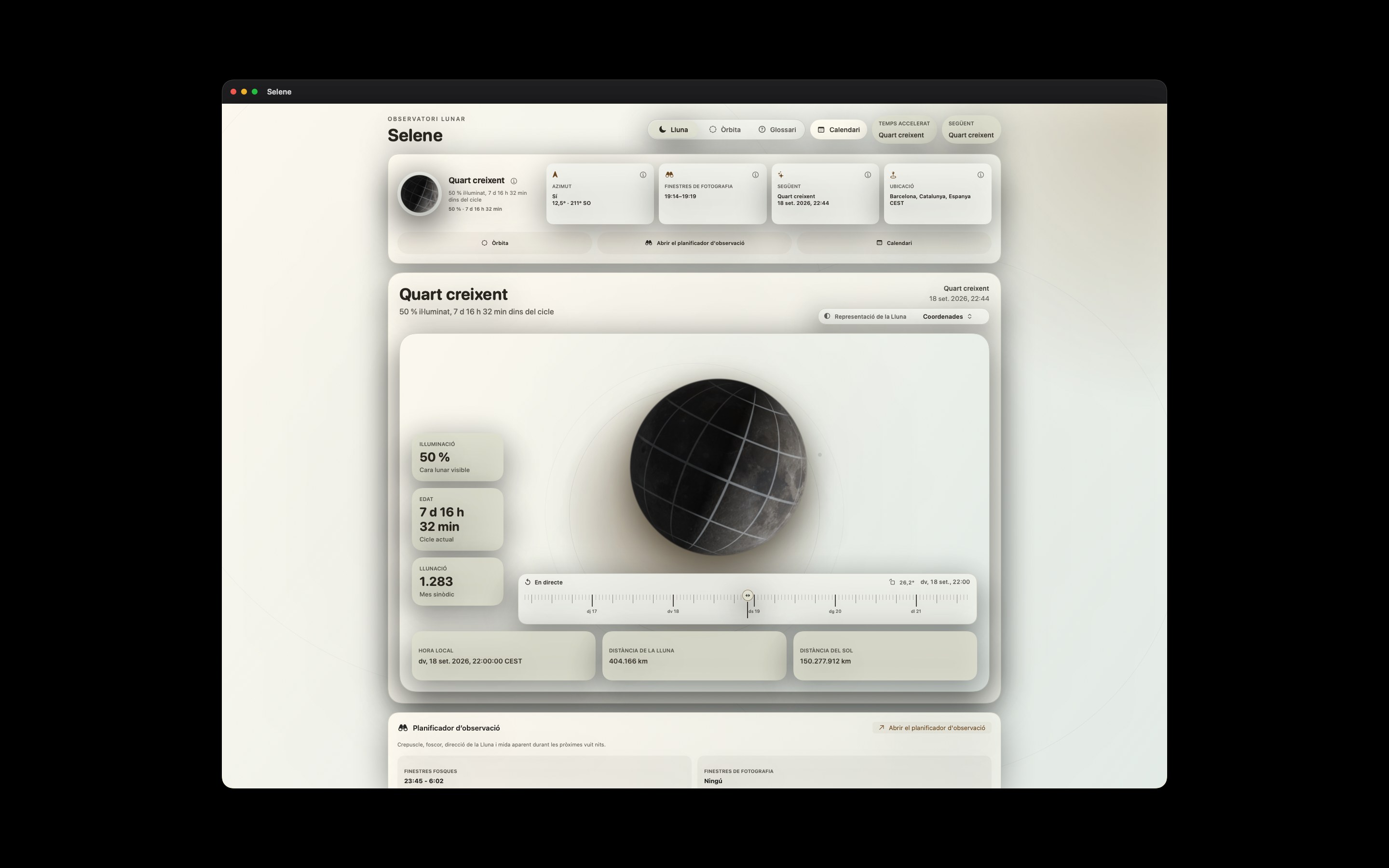 Selene Mac screenshot 10: Mac · Coordenades