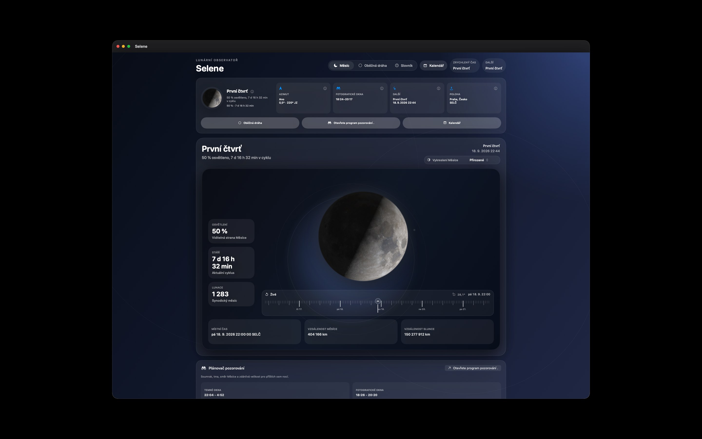 Selene Mac screenshot 1: Mac · Měsíc