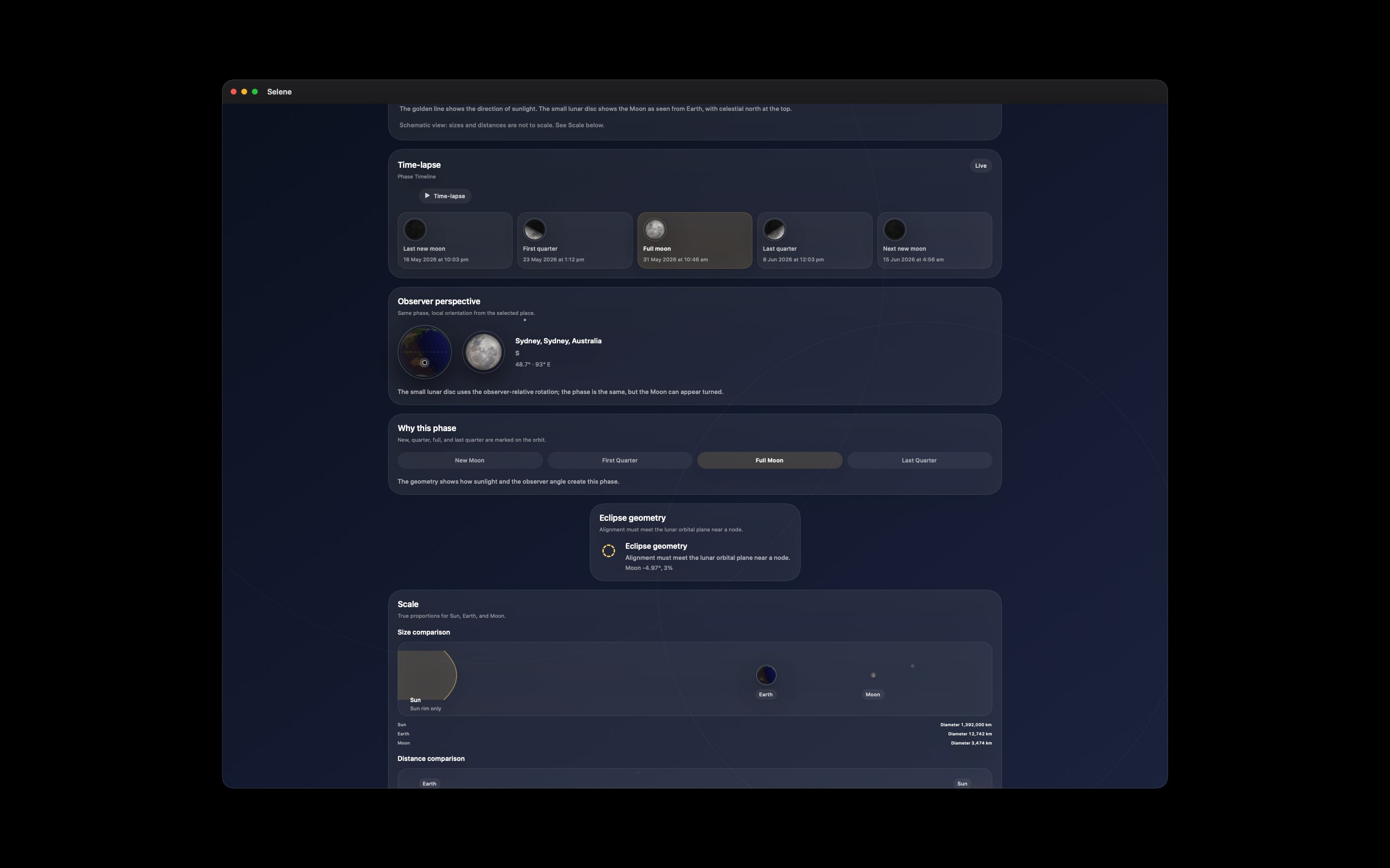 Selene Mac screenshot 5: Mac · Phase Timeline