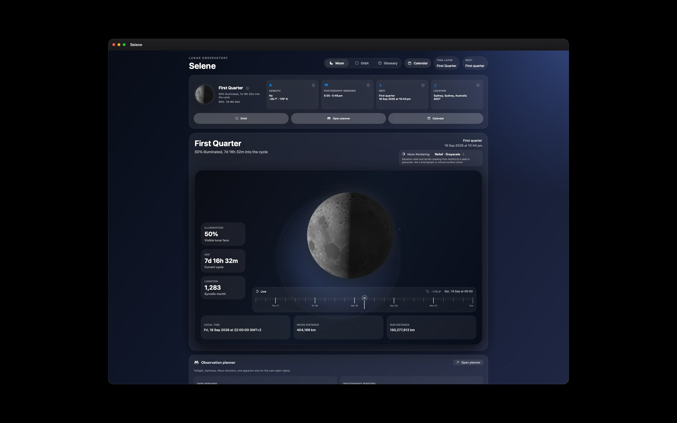 Selene Mac screenshot 9: Mac · Relief · Greyscale