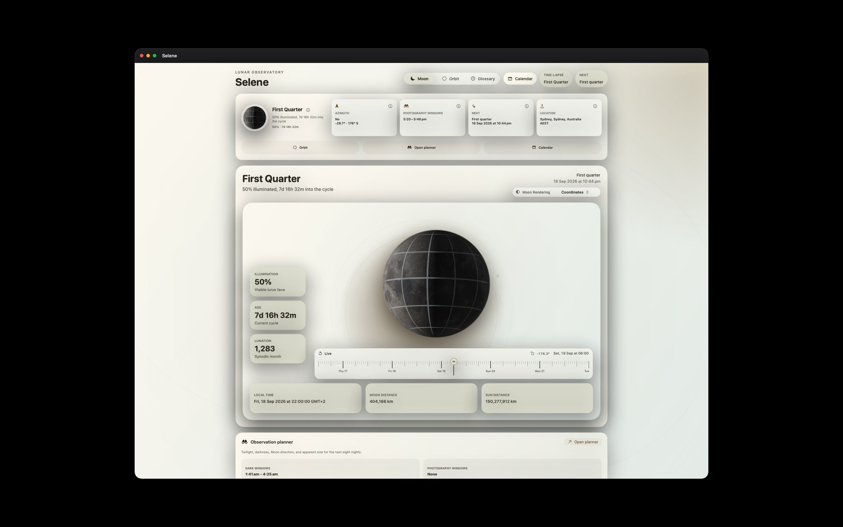 Selene Mac screenshot 10: Mac · Coordinates