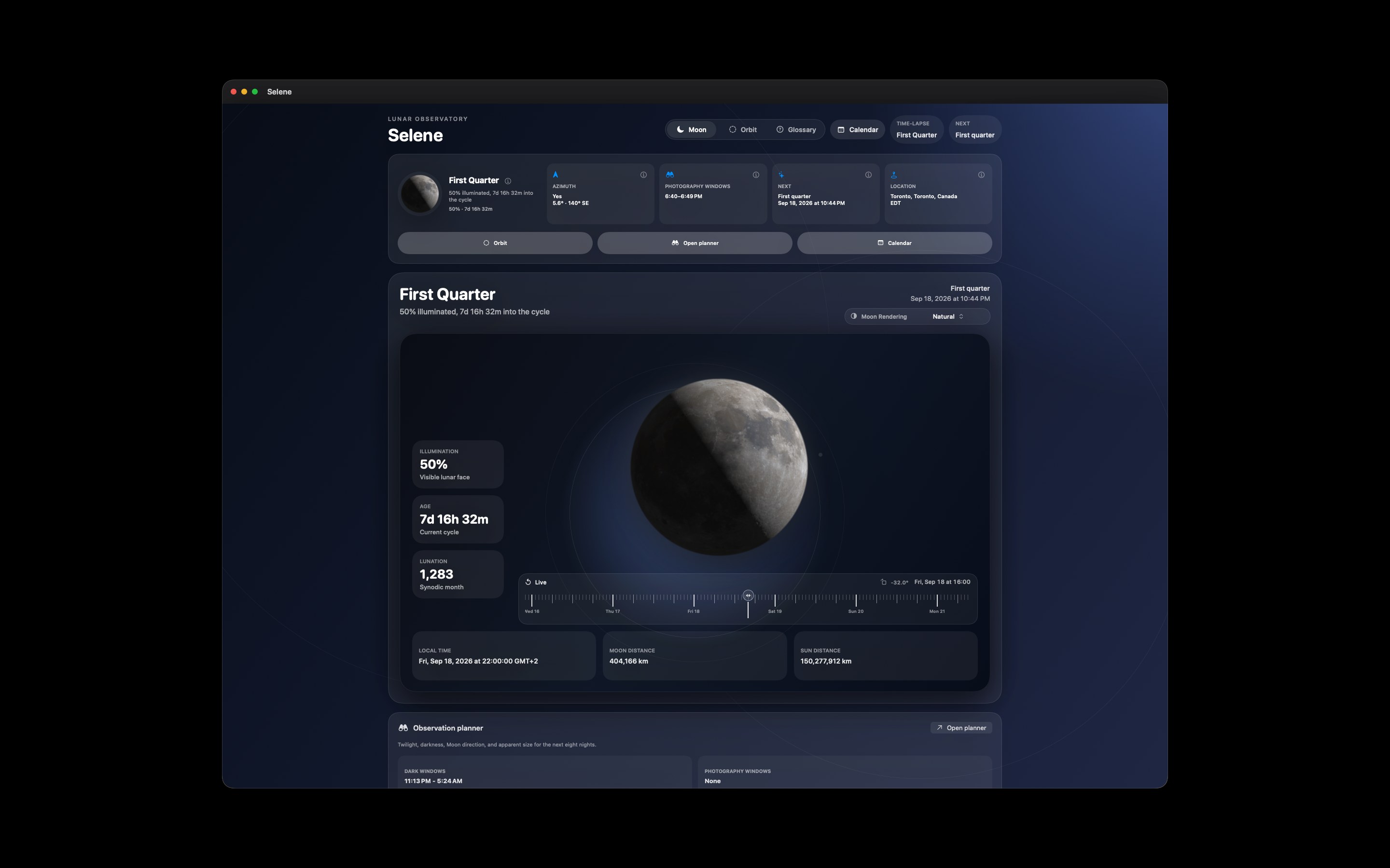 Selene Mac screenshot 1: Mac · Moon