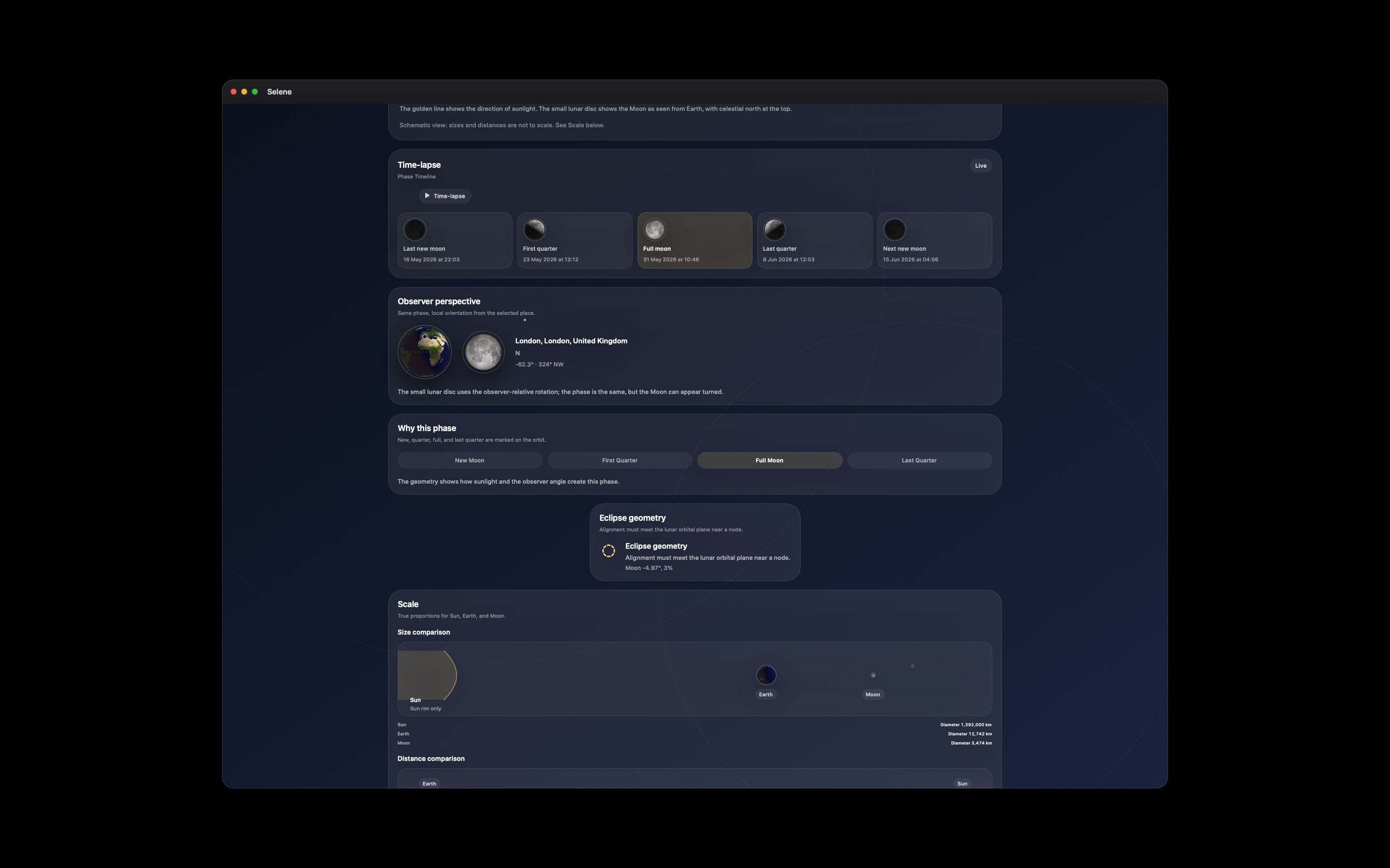 Selene Mac screenshot 5: Mac · Phase Timeline