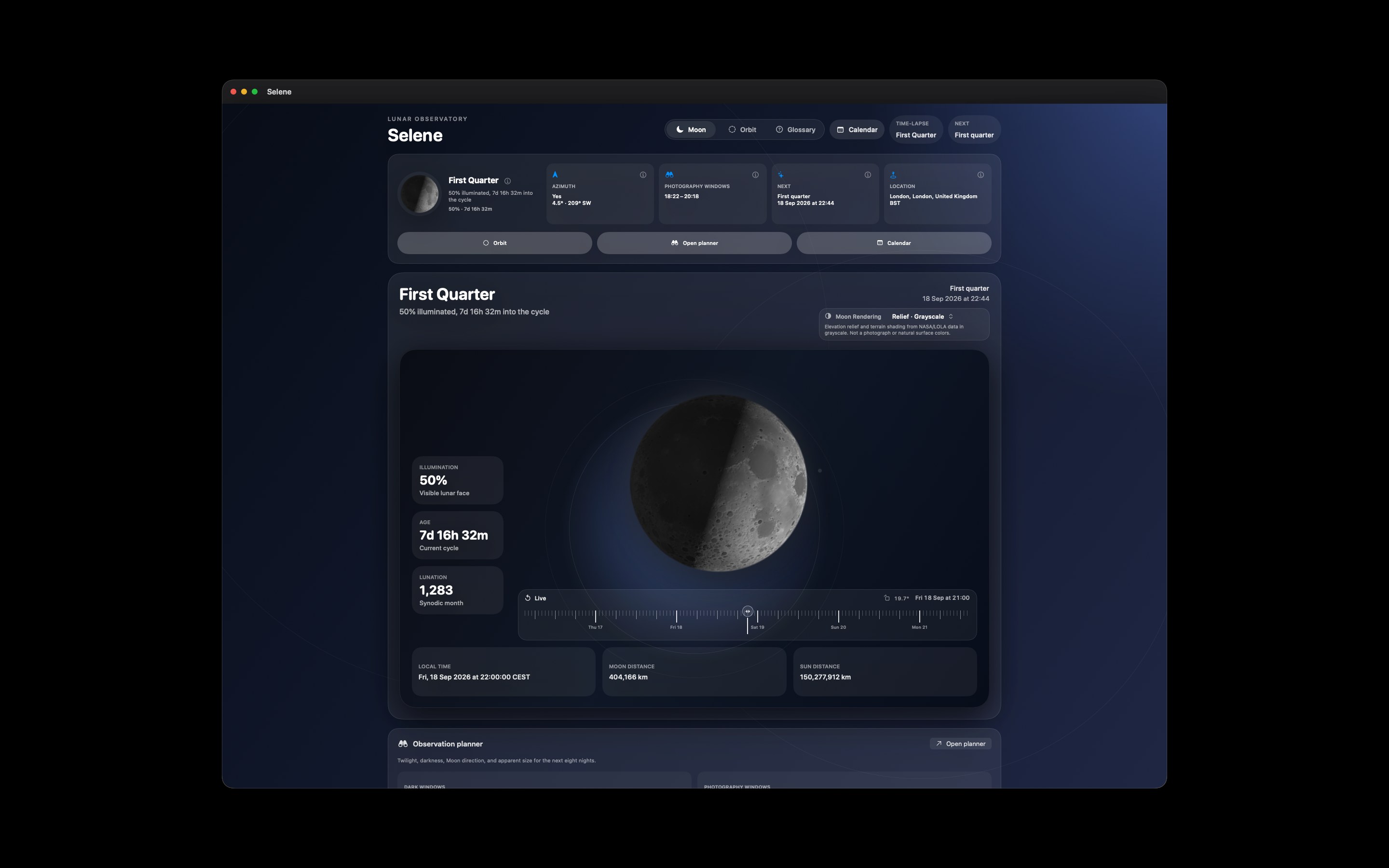 Selene Mac screenshot 9: Mac · Relief · Greyscale