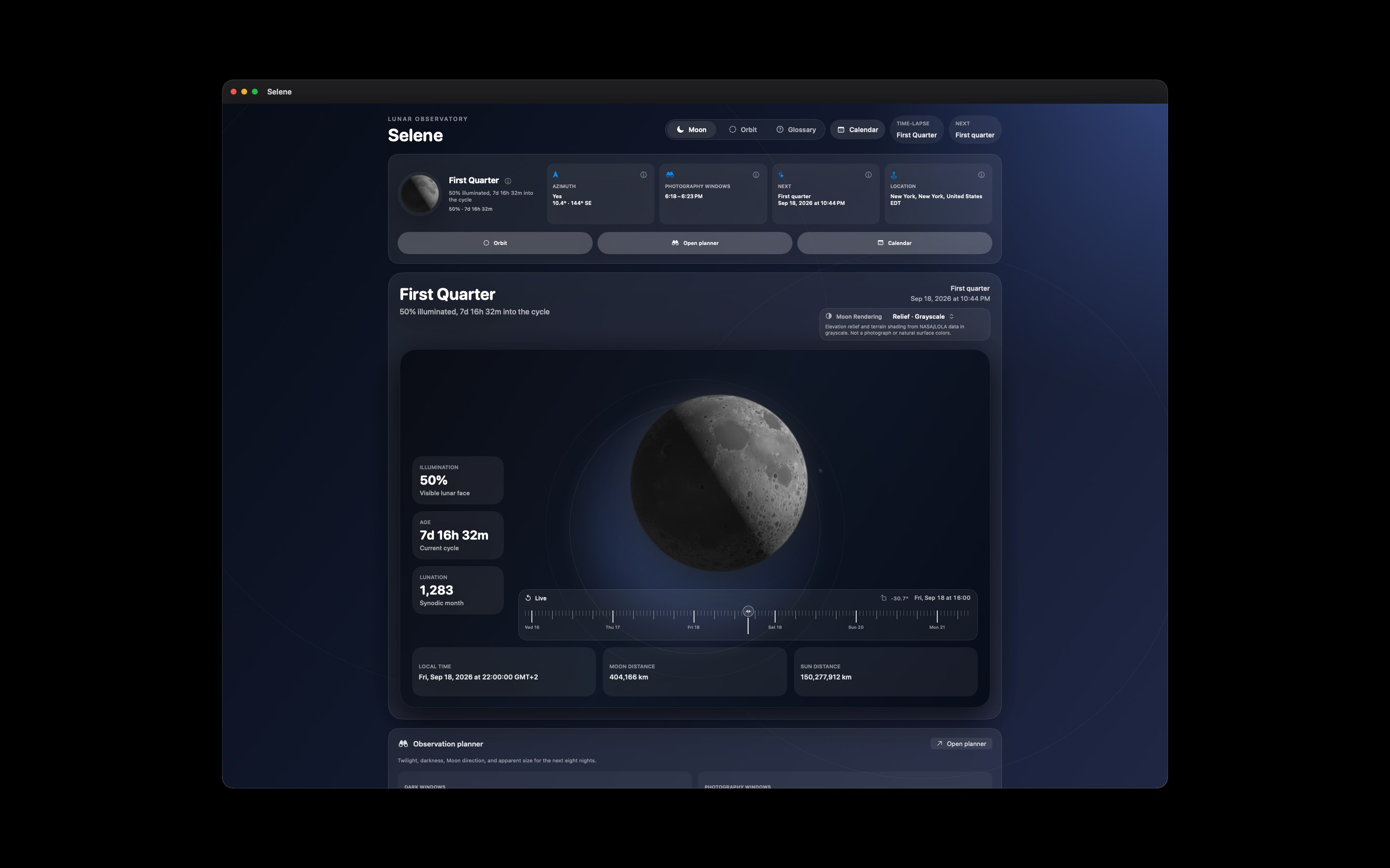 Selene Mac screenshot 9: Mac · Relief · Grayscale
