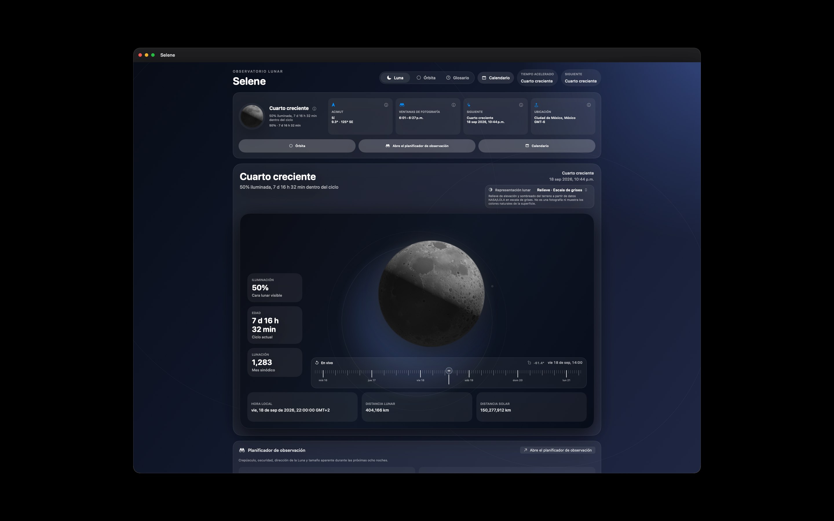 Selene Mac screenshot 9: Mac · Relieve · Escala de grises