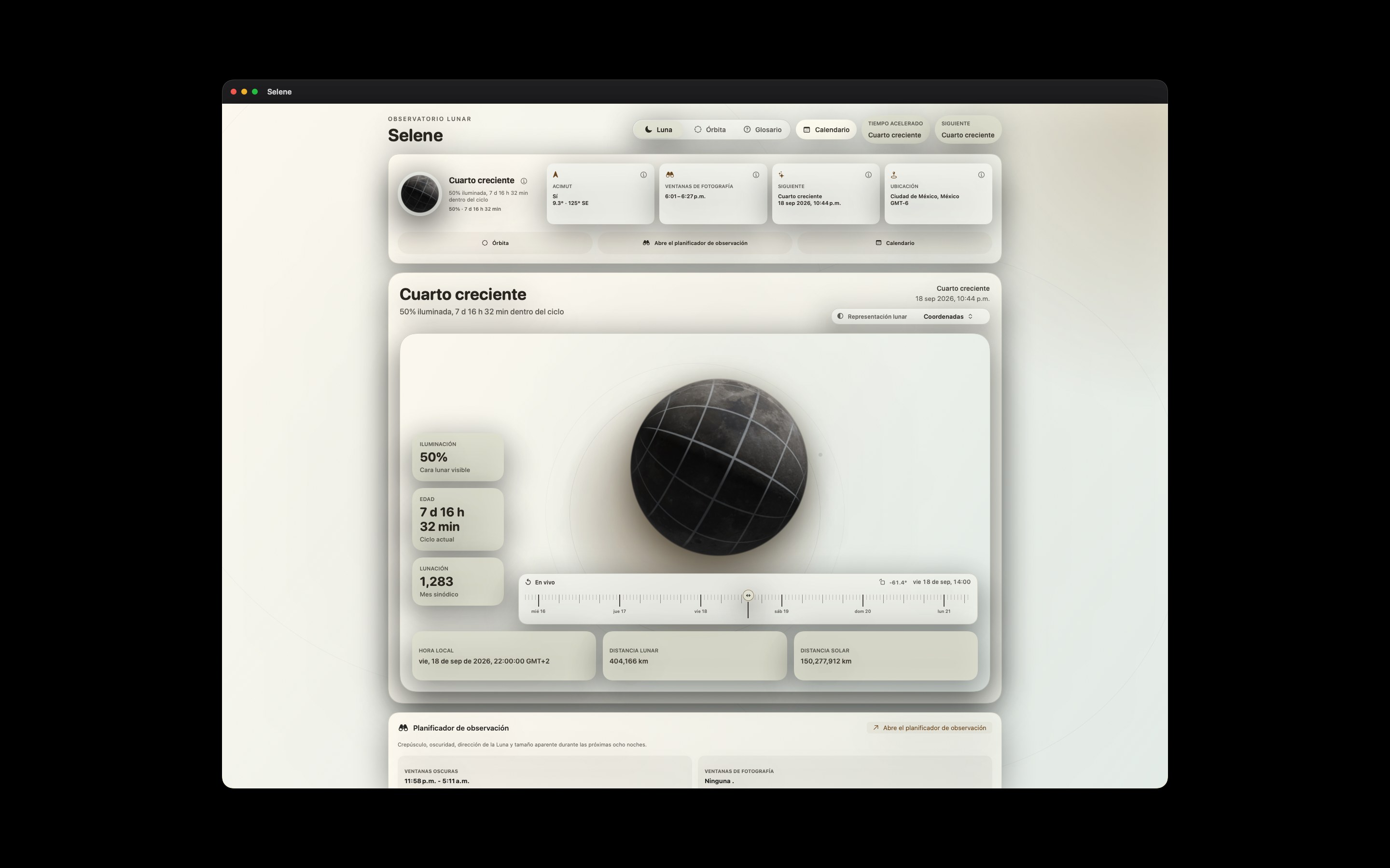 Selene Mac screenshot 10: Mac · Coordenadas