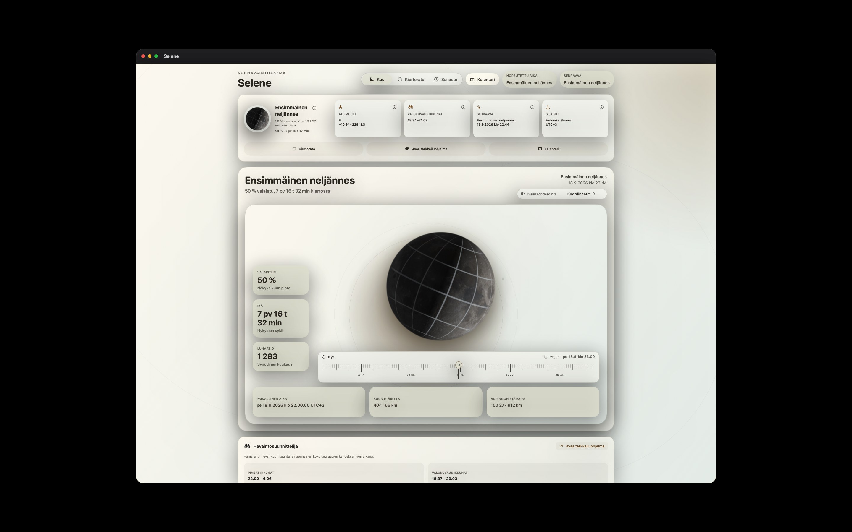 Selene Mac screenshot 10: Mac · Koordinaatit