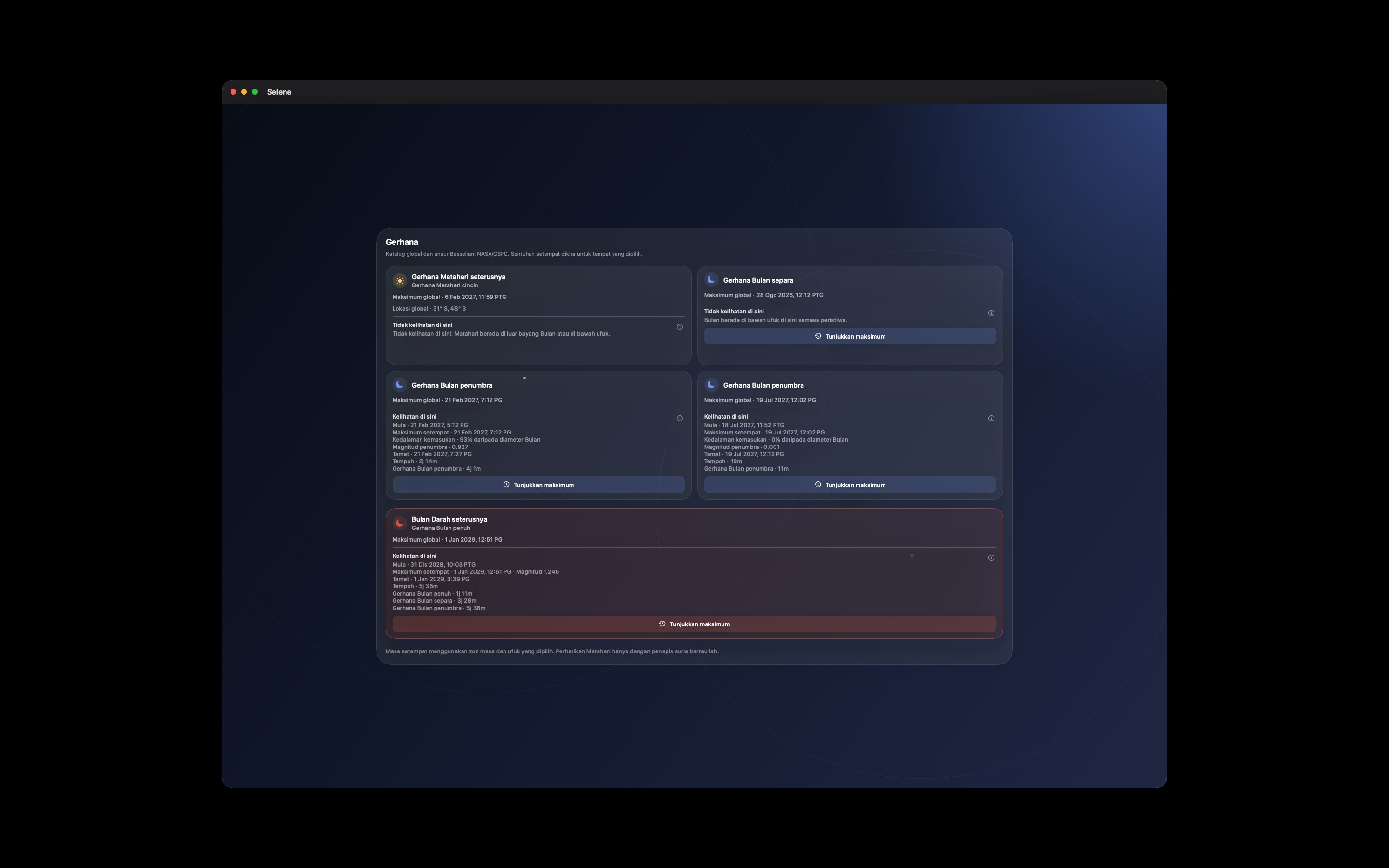 Selene Mac screenshot 7: Mac · Gerhana