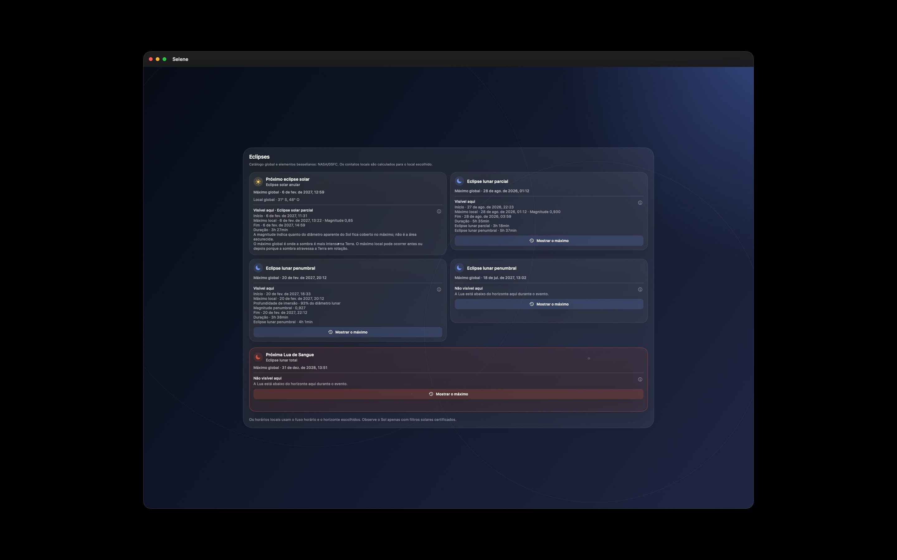 Selene Mac screenshot 7: Mac · Eclipses