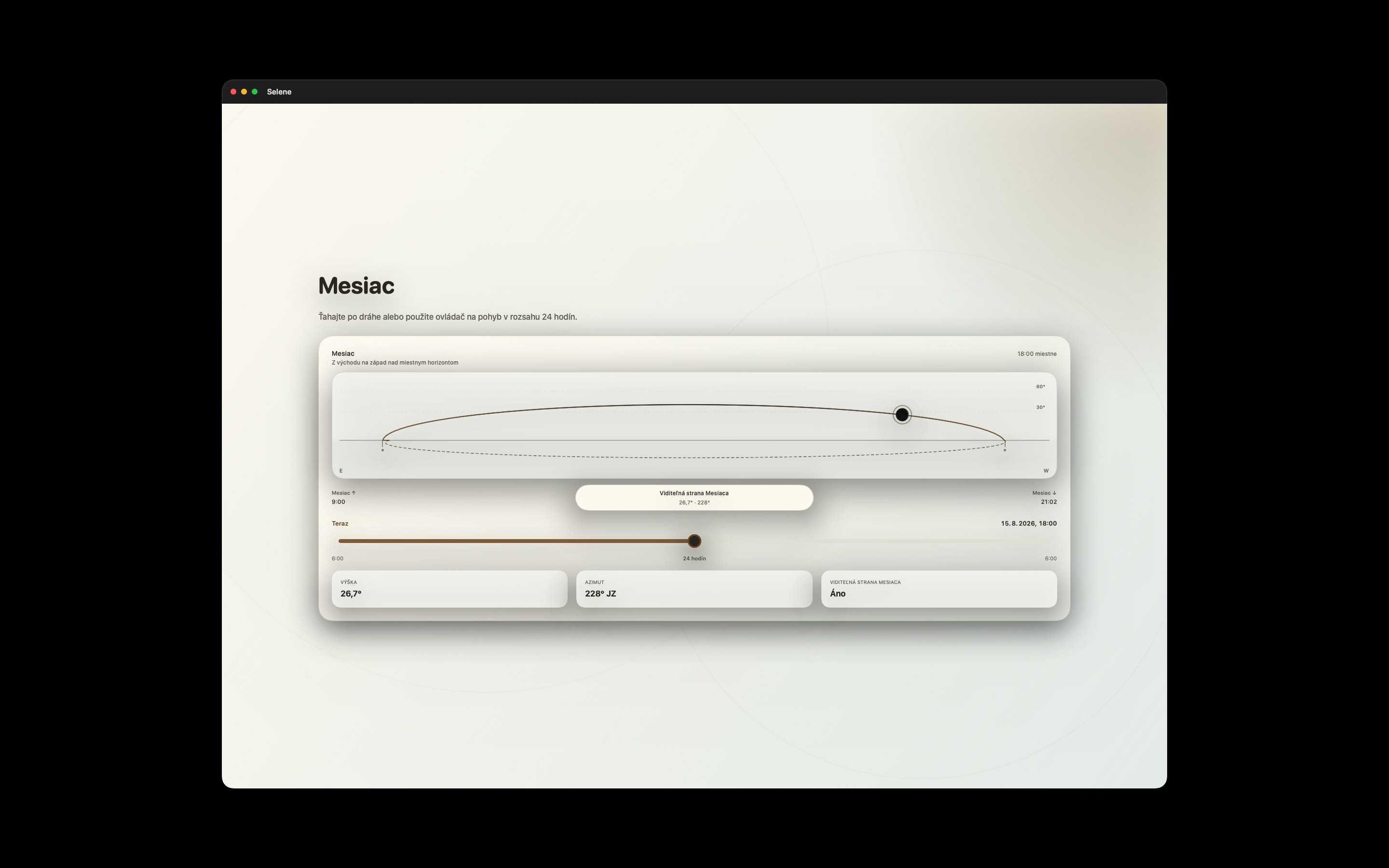 Selene Mac screenshot 2: Mac · Mesiac