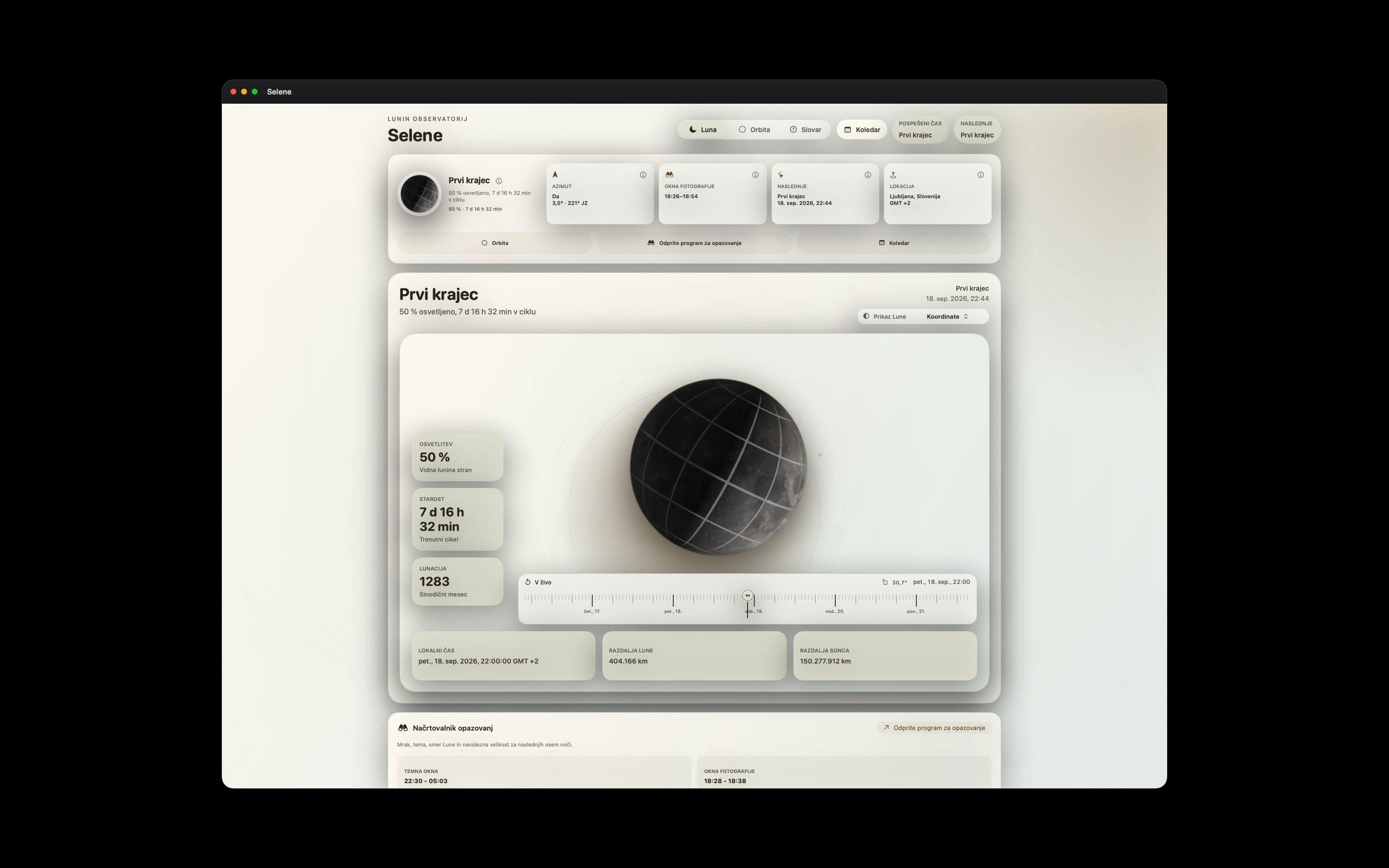 Selene Mac screenshot 10: Mac · Koordinate